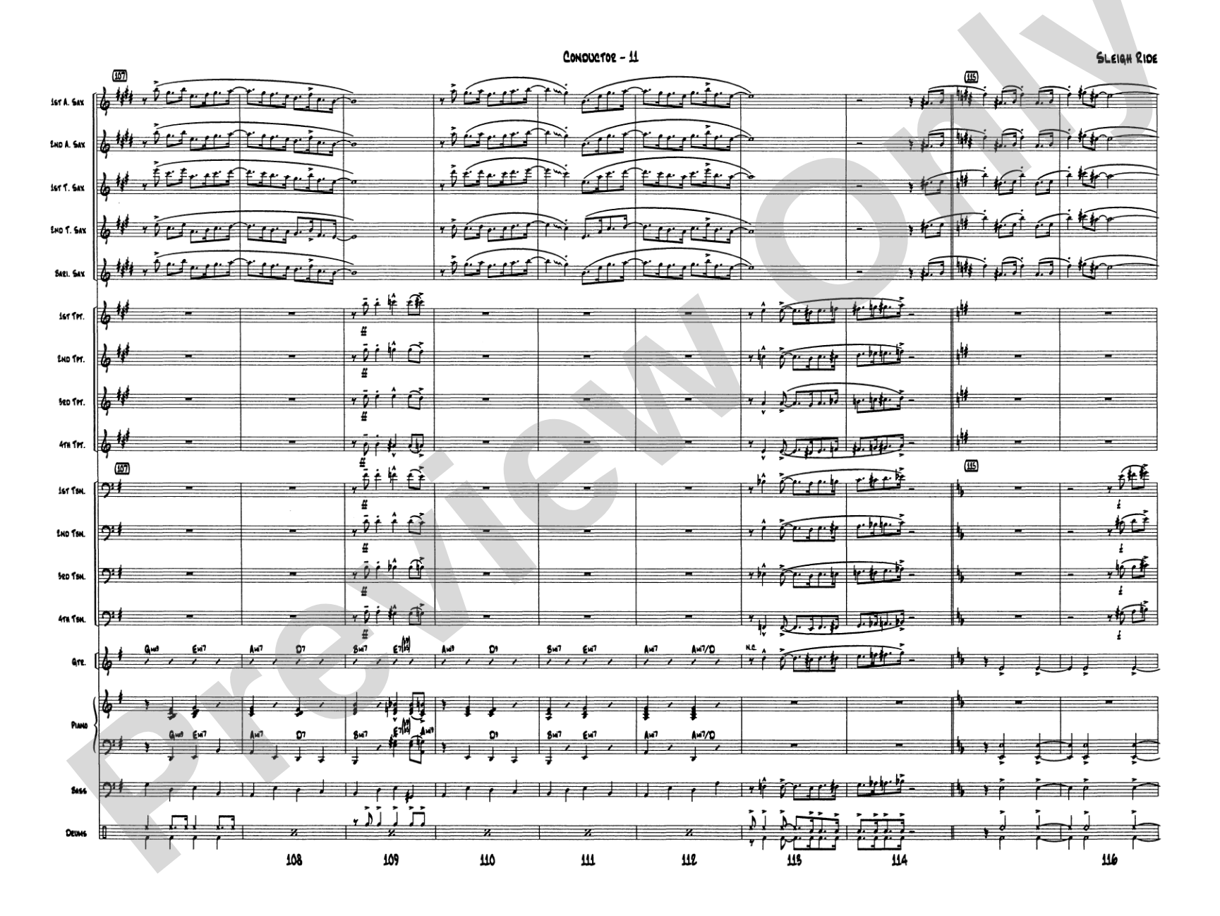 Sleigh Ride: Jazz Ensemble Conductor Score & Parts