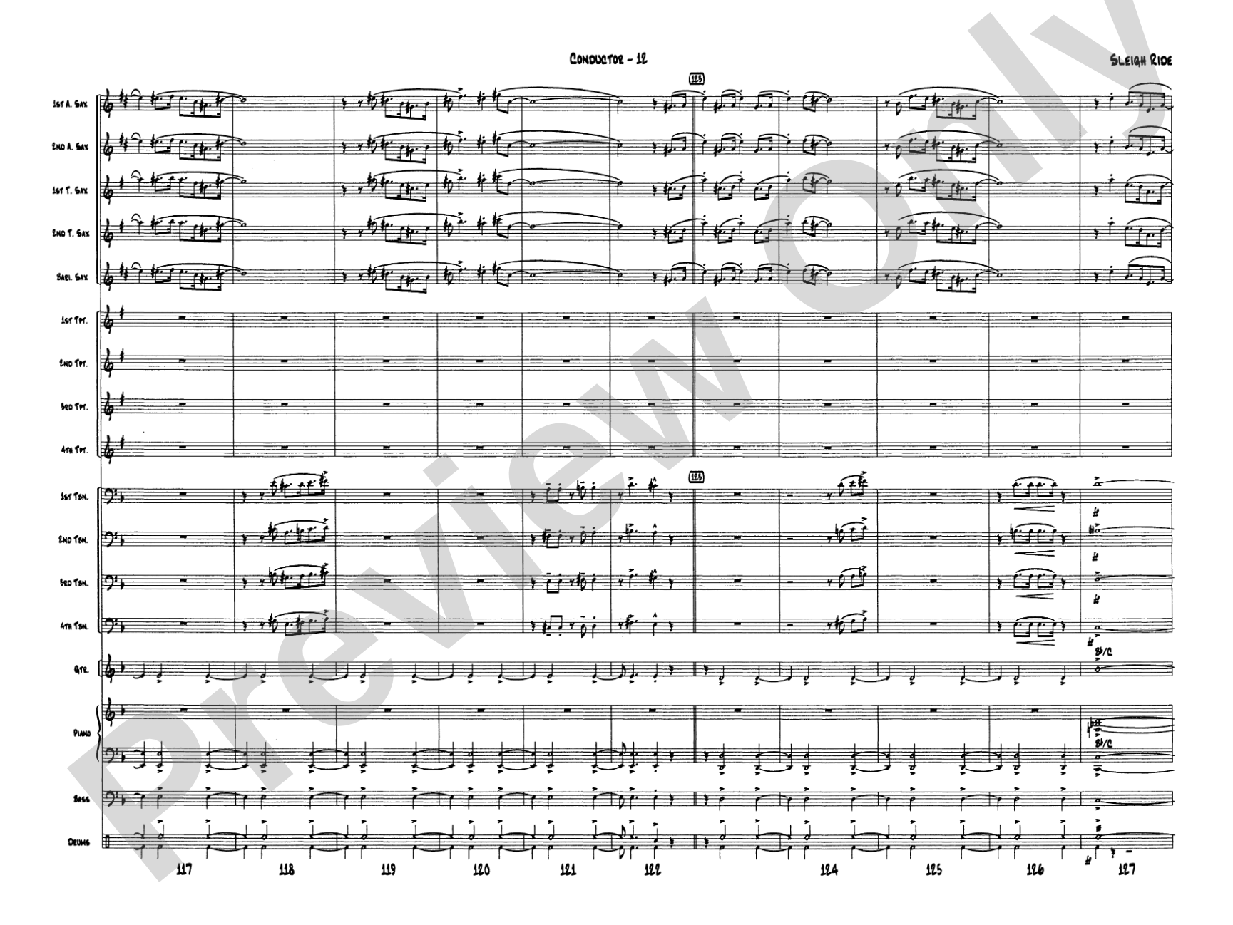 Sleigh Ride: Jazz Ensemble Conductor Score & Parts