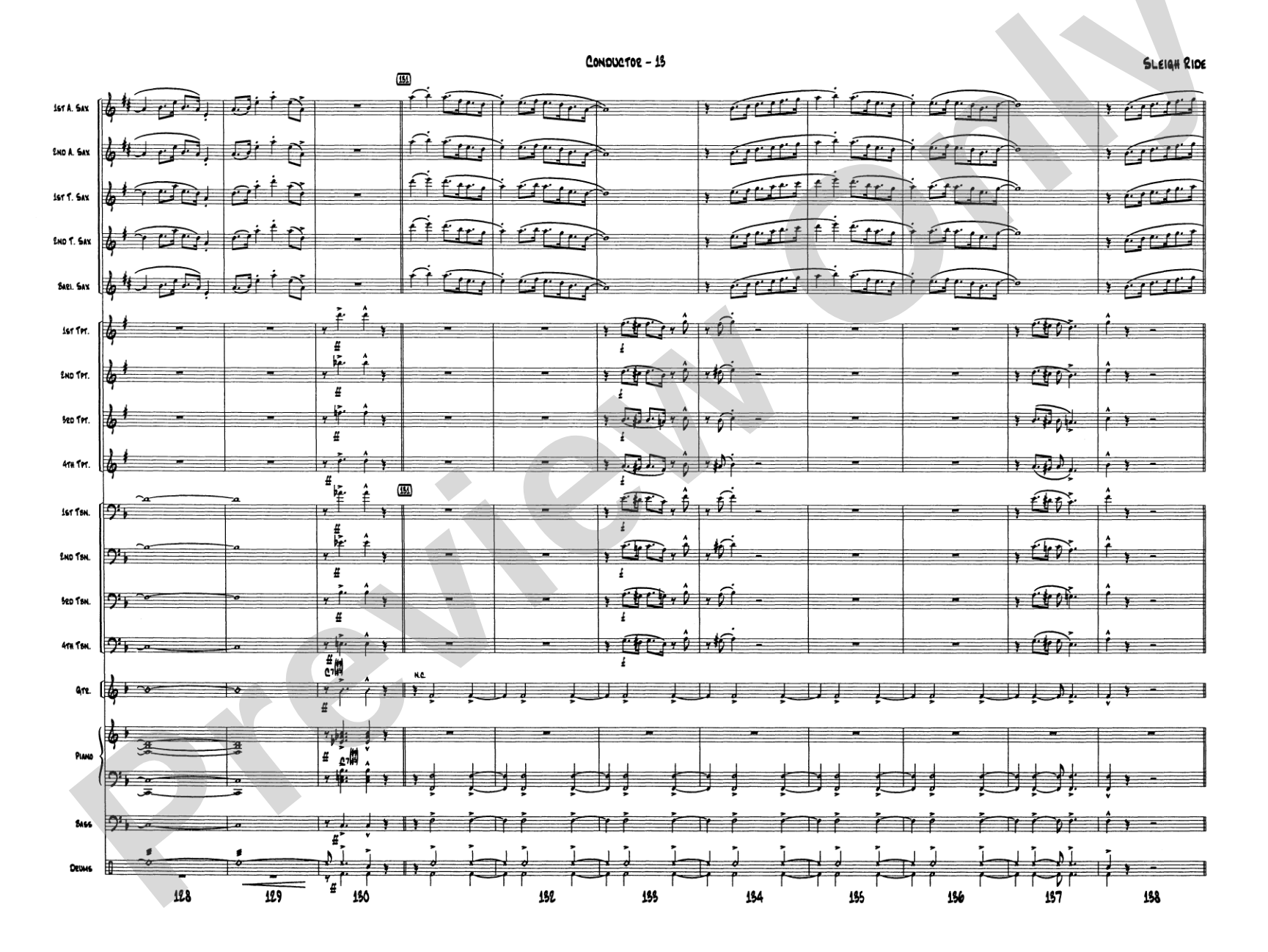 Sleigh Ride: Jazz Ensemble Conductor Score & Parts