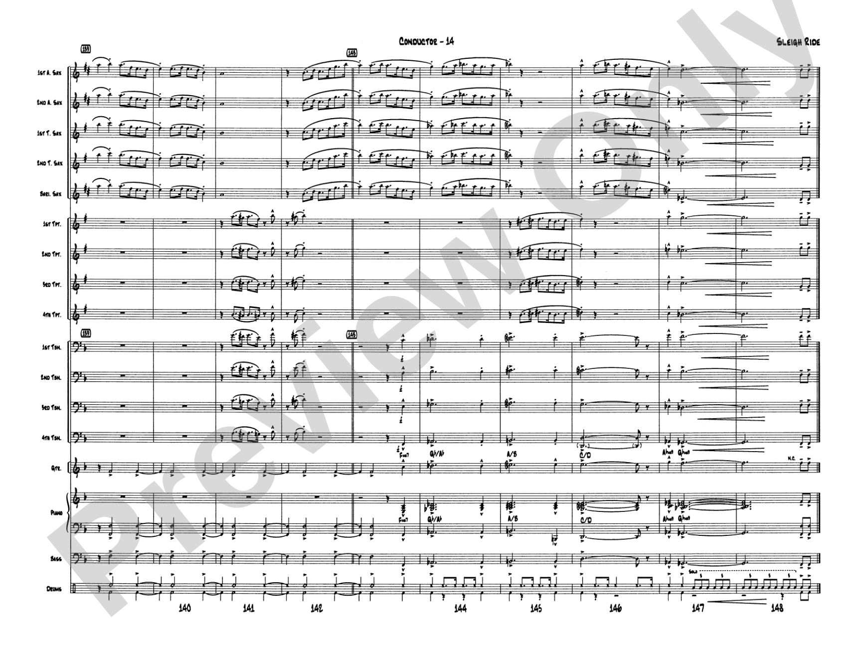 Sleigh Ride: Jazz Ensemble Conductor Score & Parts