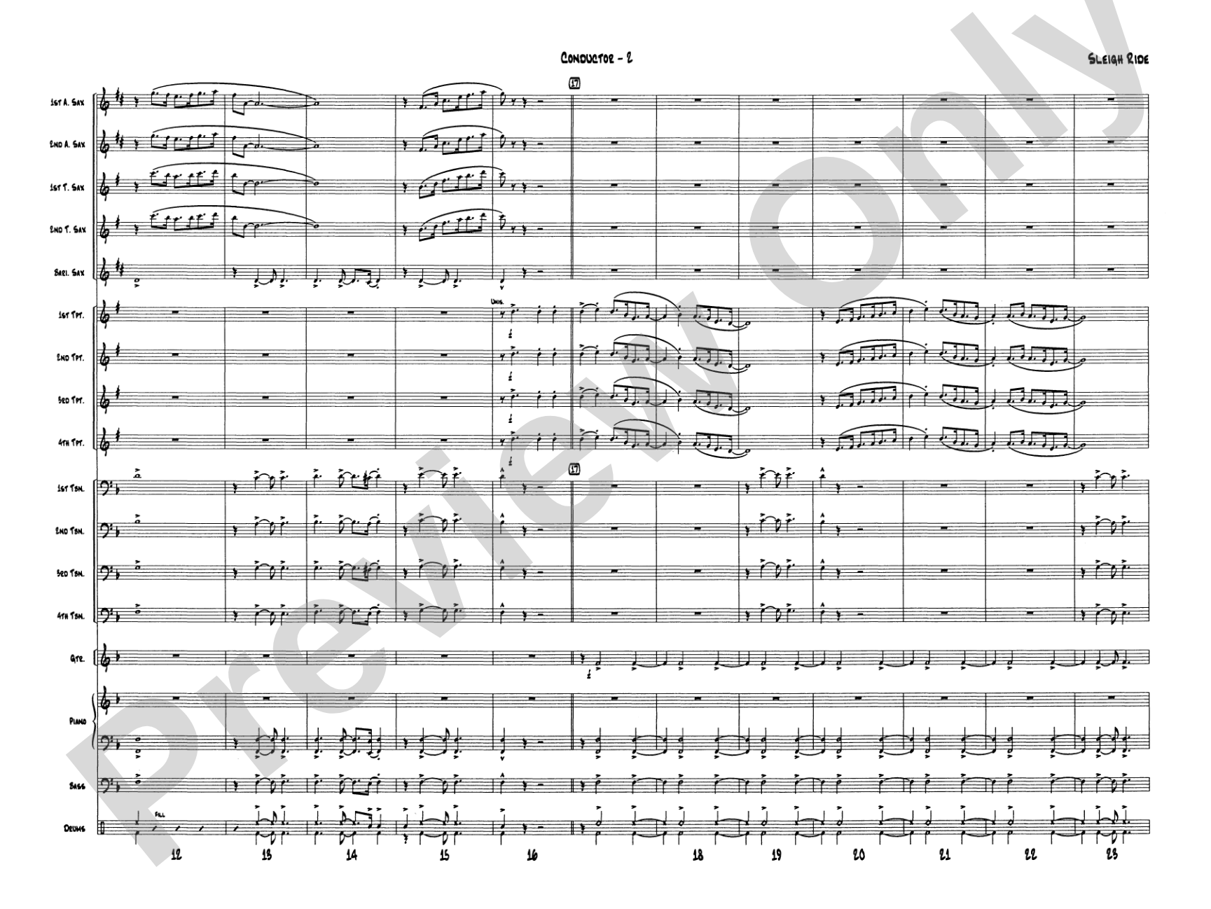 Sleigh Ride: Jazz Ensemble Conductor Score & Parts