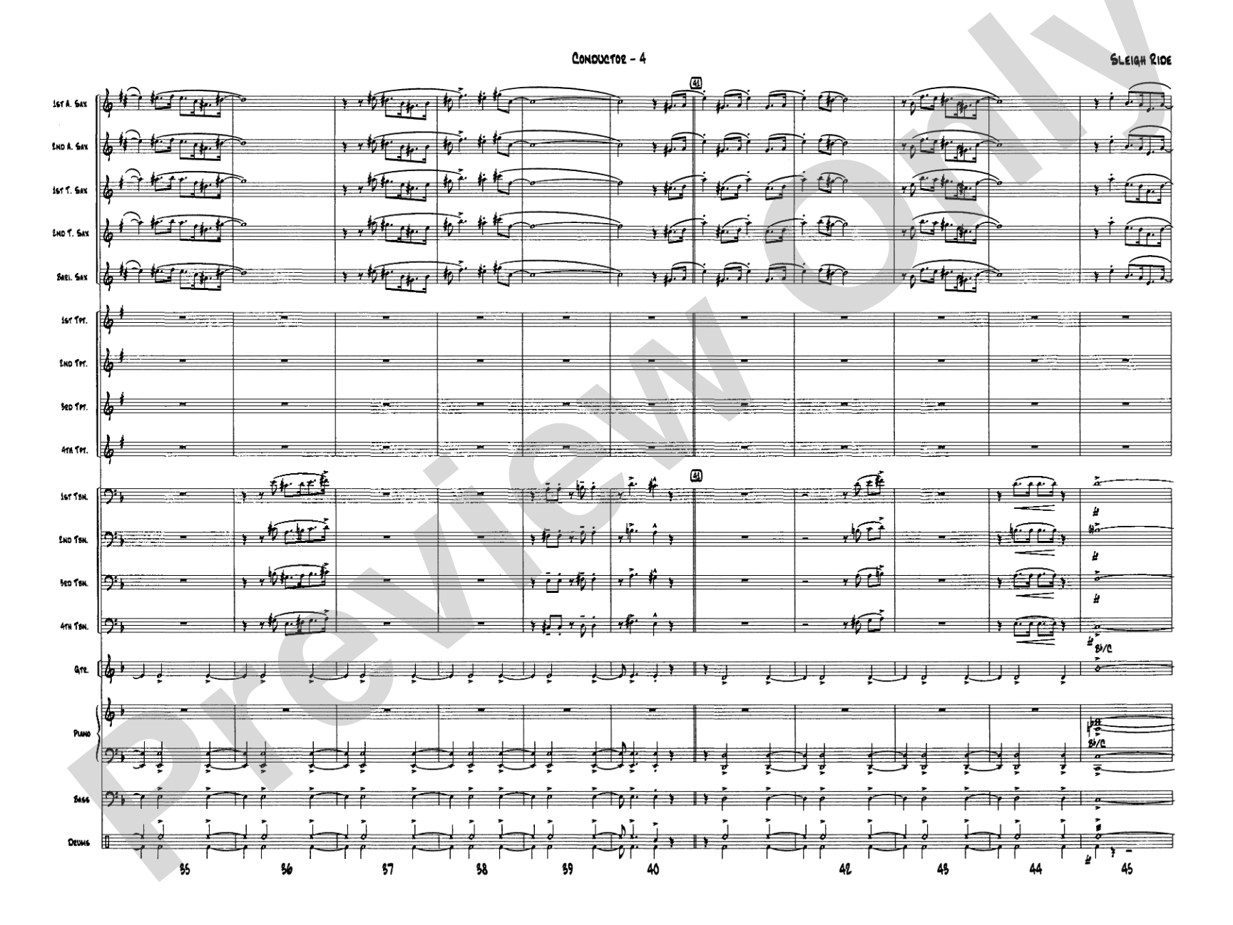 Sleigh Ride: Jazz Ensemble Conductor Score & Parts