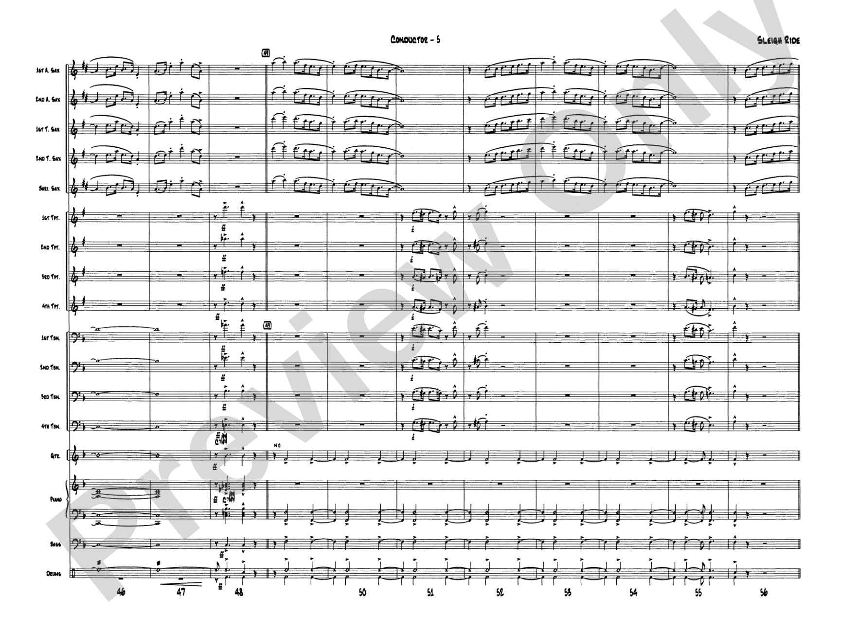 Sleigh Ride: Jazz Ensemble Conductor Score & Parts