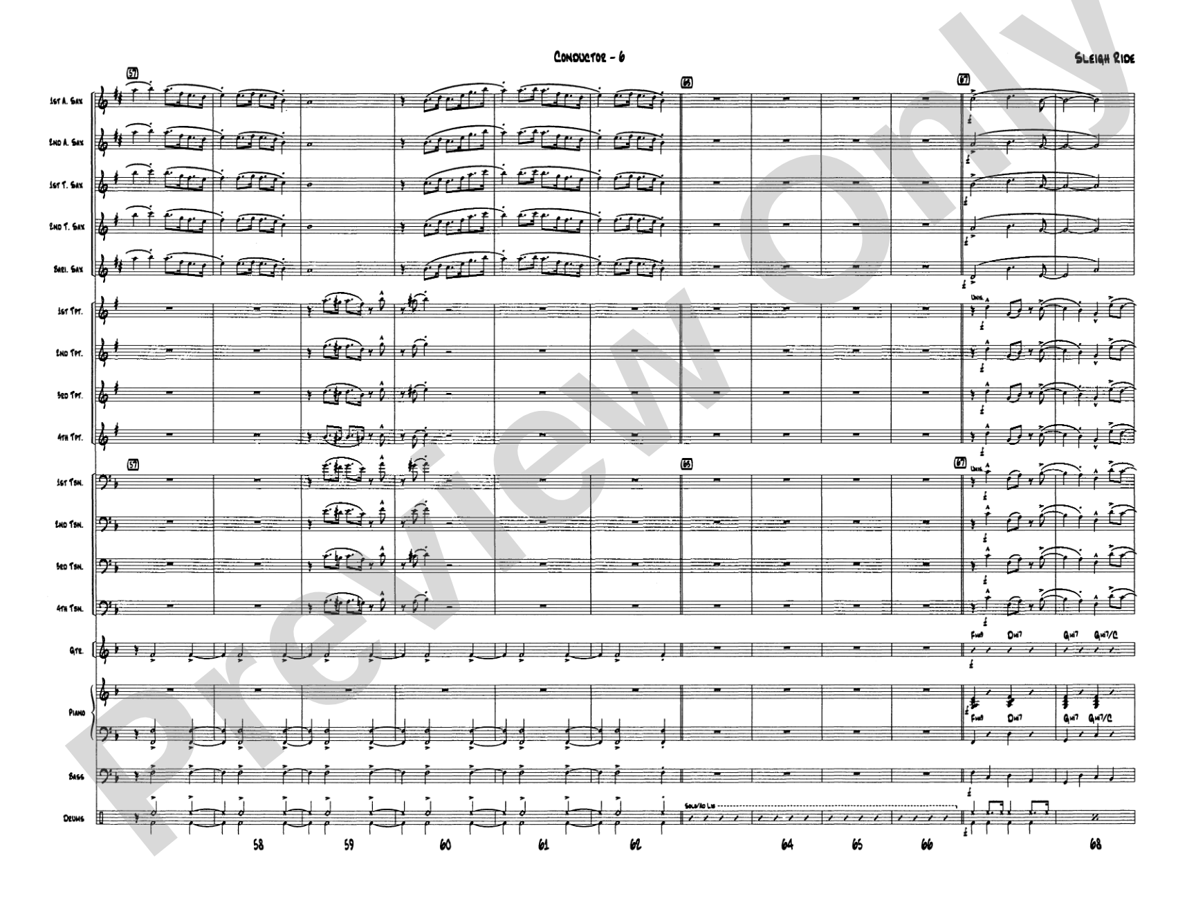 Sleigh Ride: Jazz Ensemble Conductor Score & Parts