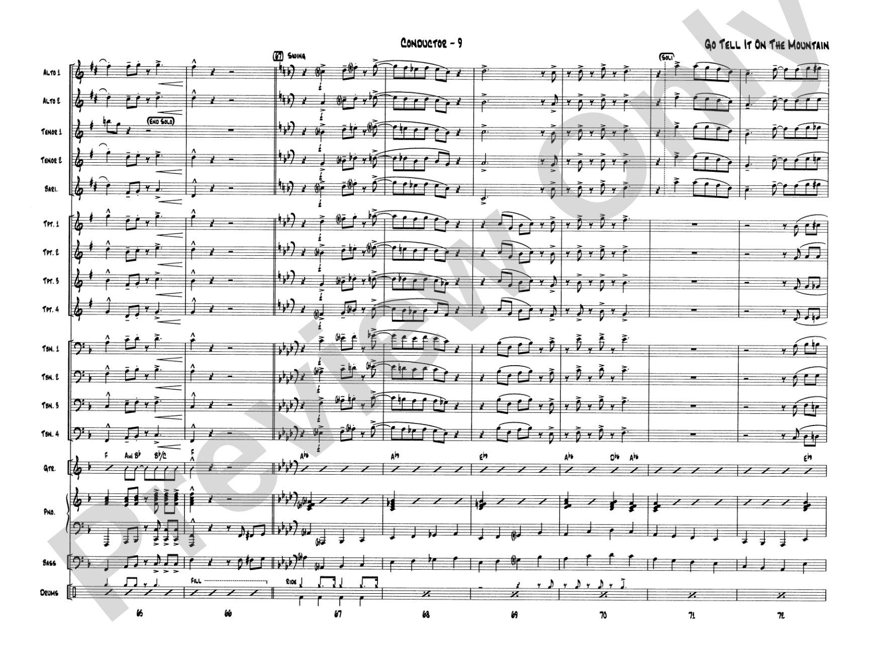 Go Tell It on the Mountain: Jazz Ensemble Conductor Score & Parts