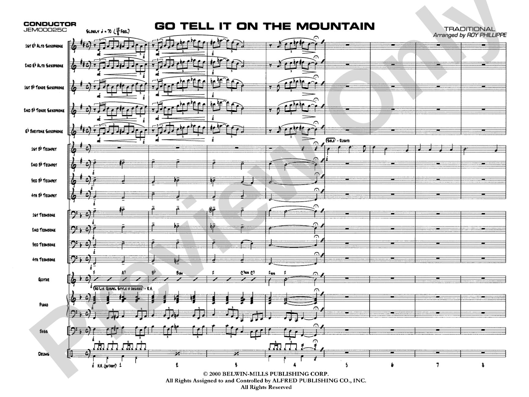 Go Tell It on the Mountain: Jazz Ensemble Conductor Score & Parts