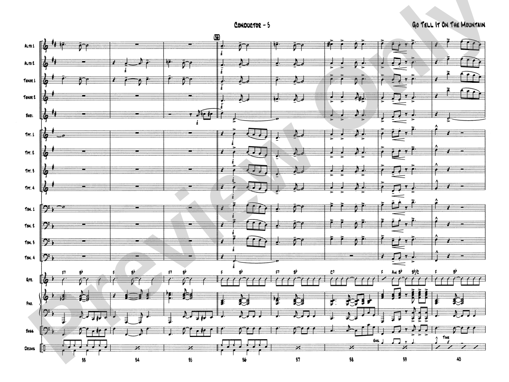 Go Tell It on the Mountain: Jazz Ensemble Conductor Score & Parts