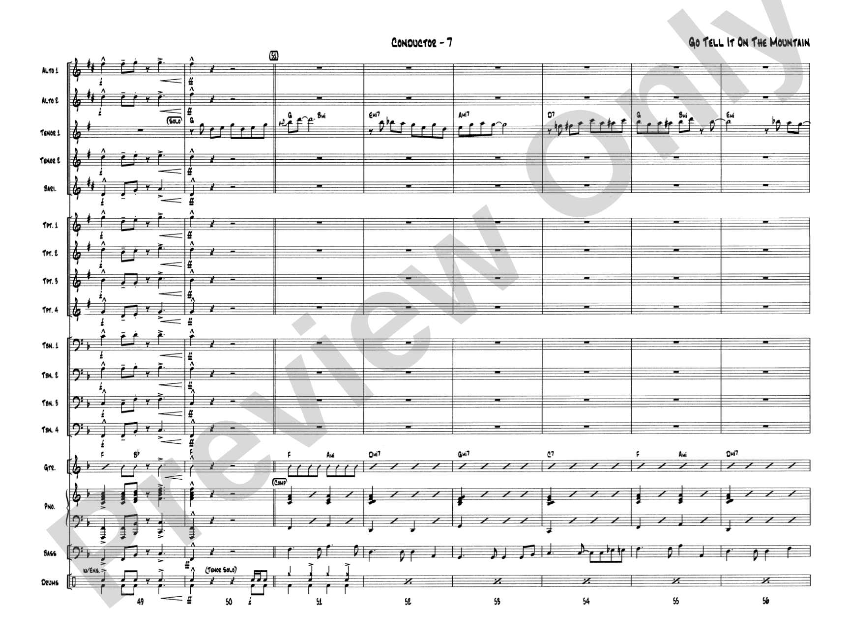 Go Tell It on the Mountain: Jazz Ensemble Conductor Score & Parts