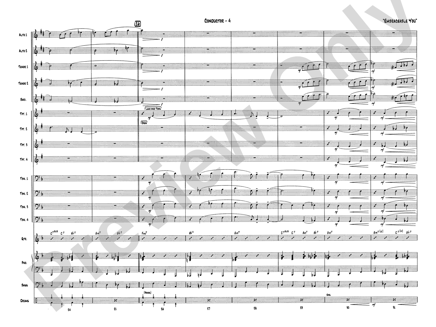 Embraceable You: Jazz Ensemble Conductor Score & Parts