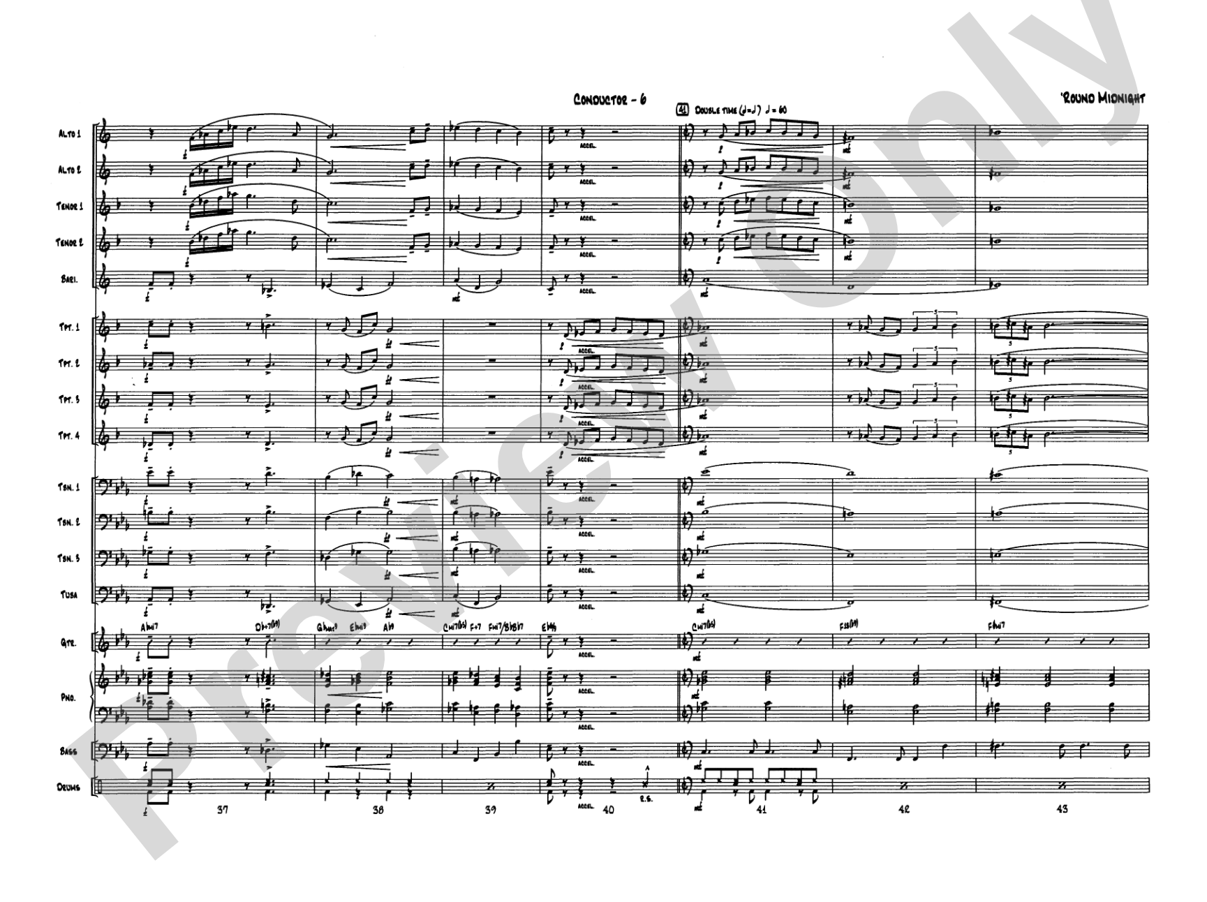 'Round Midnight: Jazz Ensemble Conductor Score & Parts