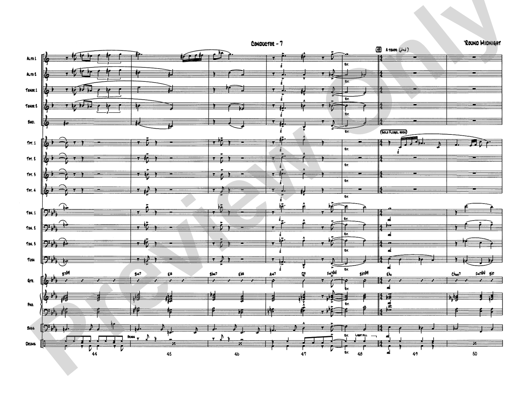 'Round Midnight: Jazz Ensemble Conductor Score & Parts