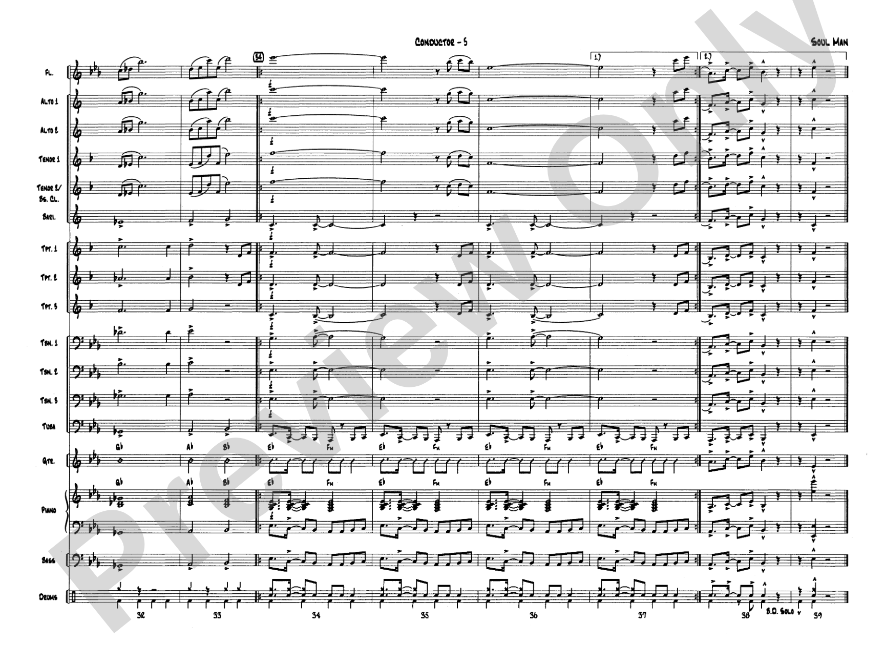 Soul Man: Jazz Ensemble Conductor Score & Parts