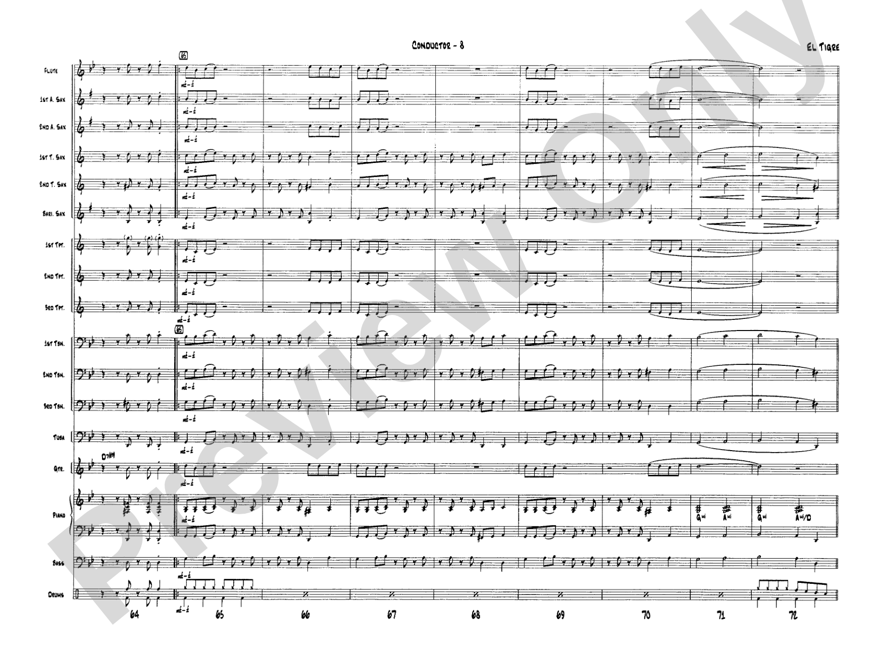 El Tigre: Jazz Ensemble Conductor Score & Parts