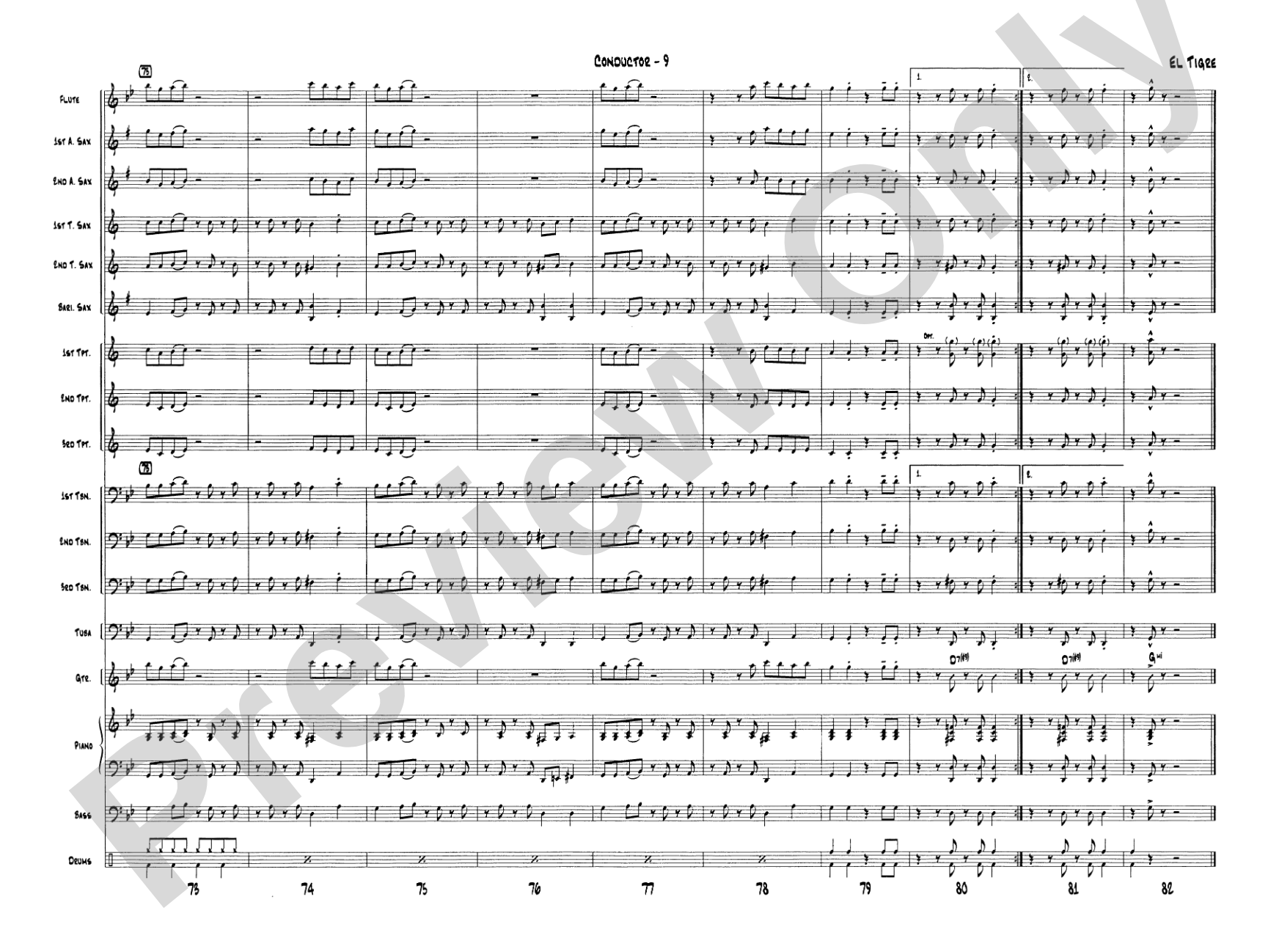 El Tigre: Jazz Ensemble Conductor Score & Parts