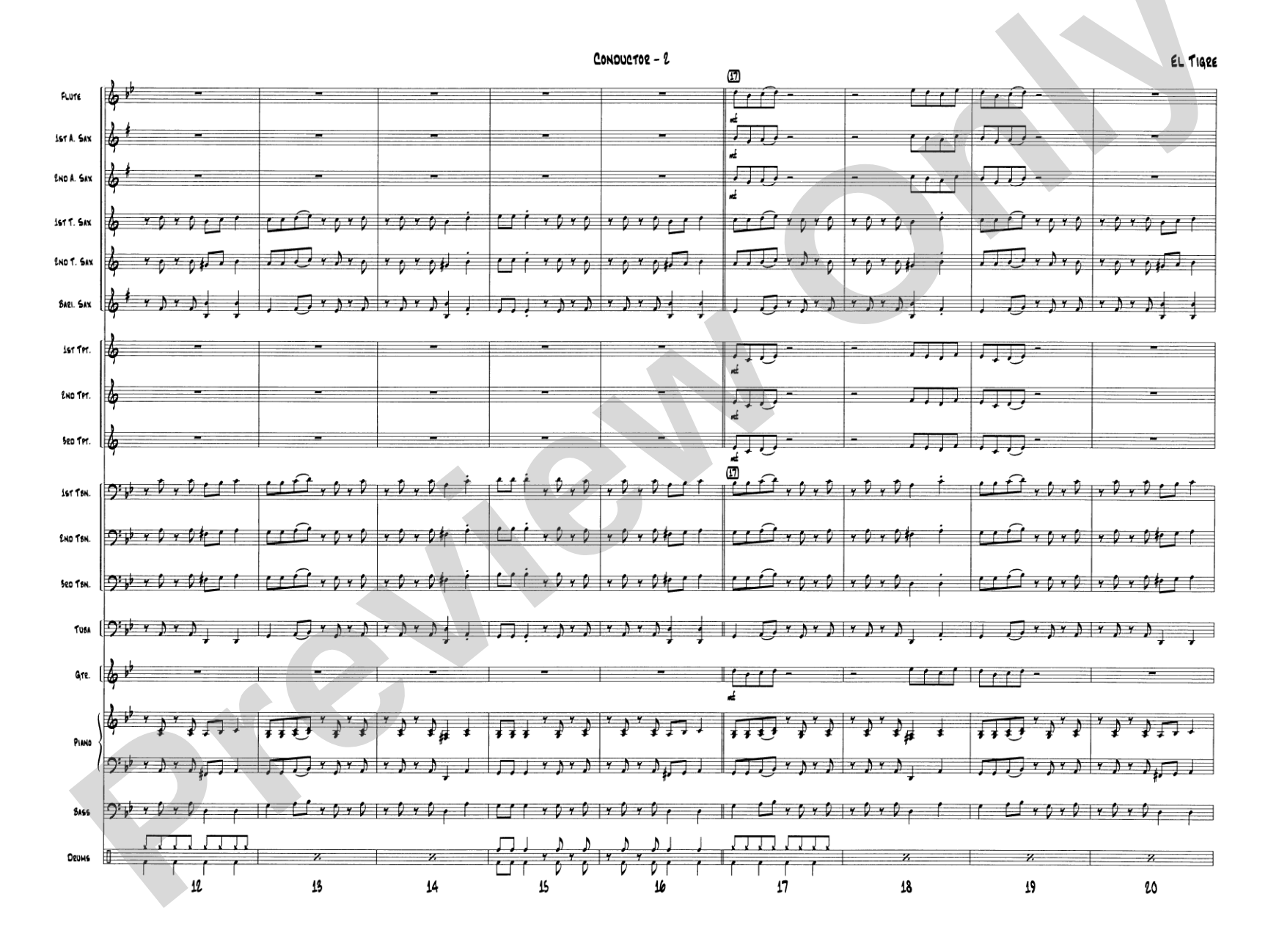 El Tigre: Jazz Ensemble Conductor Score & Parts
