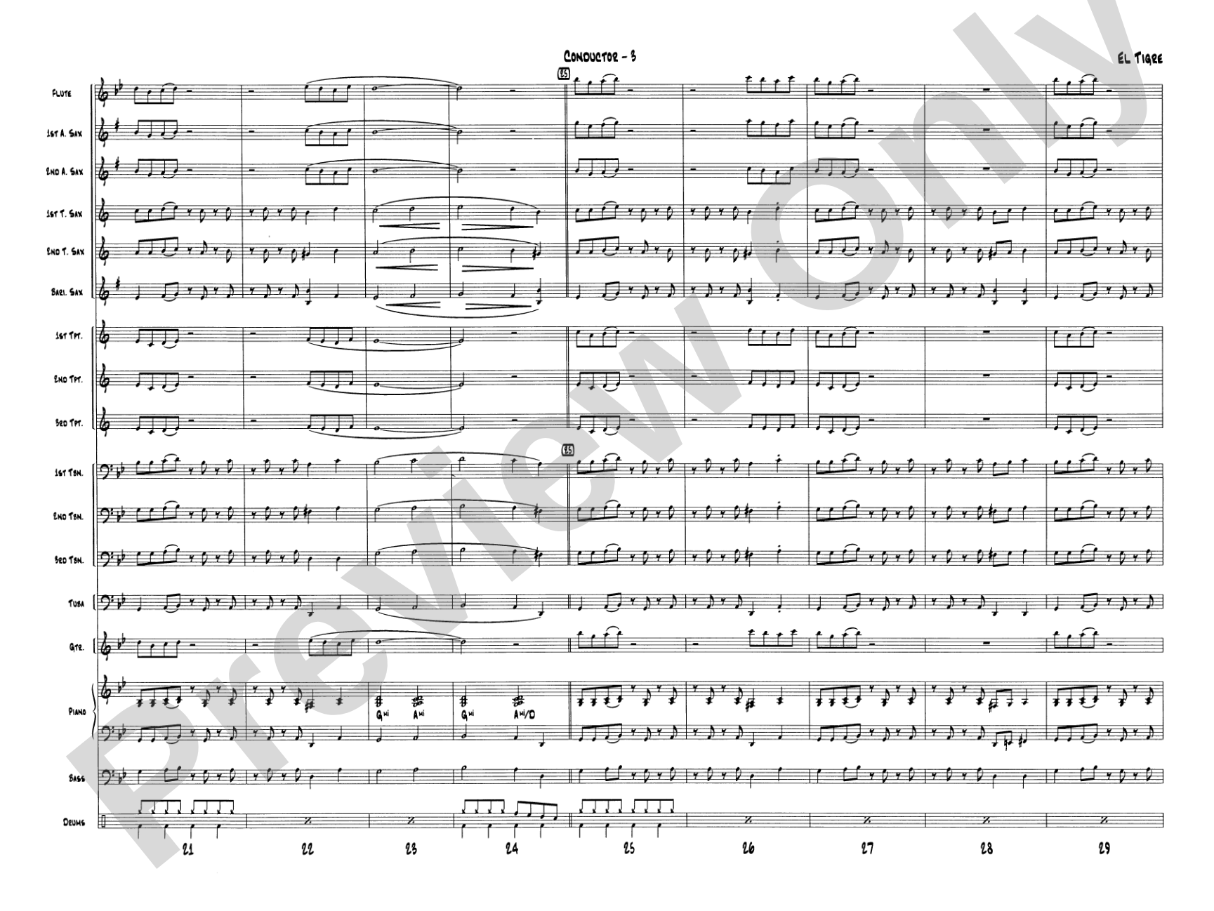 El Tigre: Jazz Ensemble Conductor Score & Parts