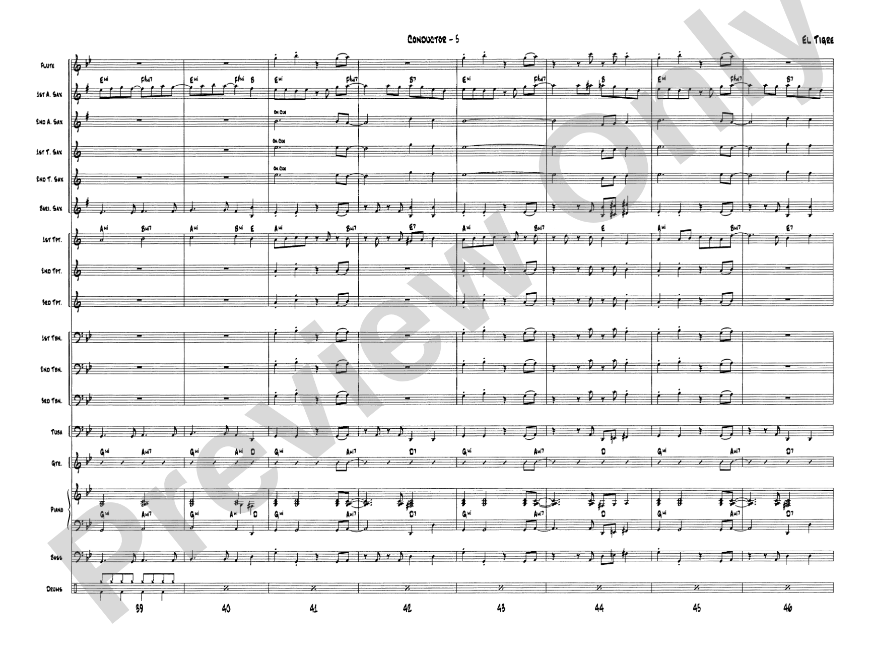 El Tigre: Jazz Ensemble Conductor Score & Parts
