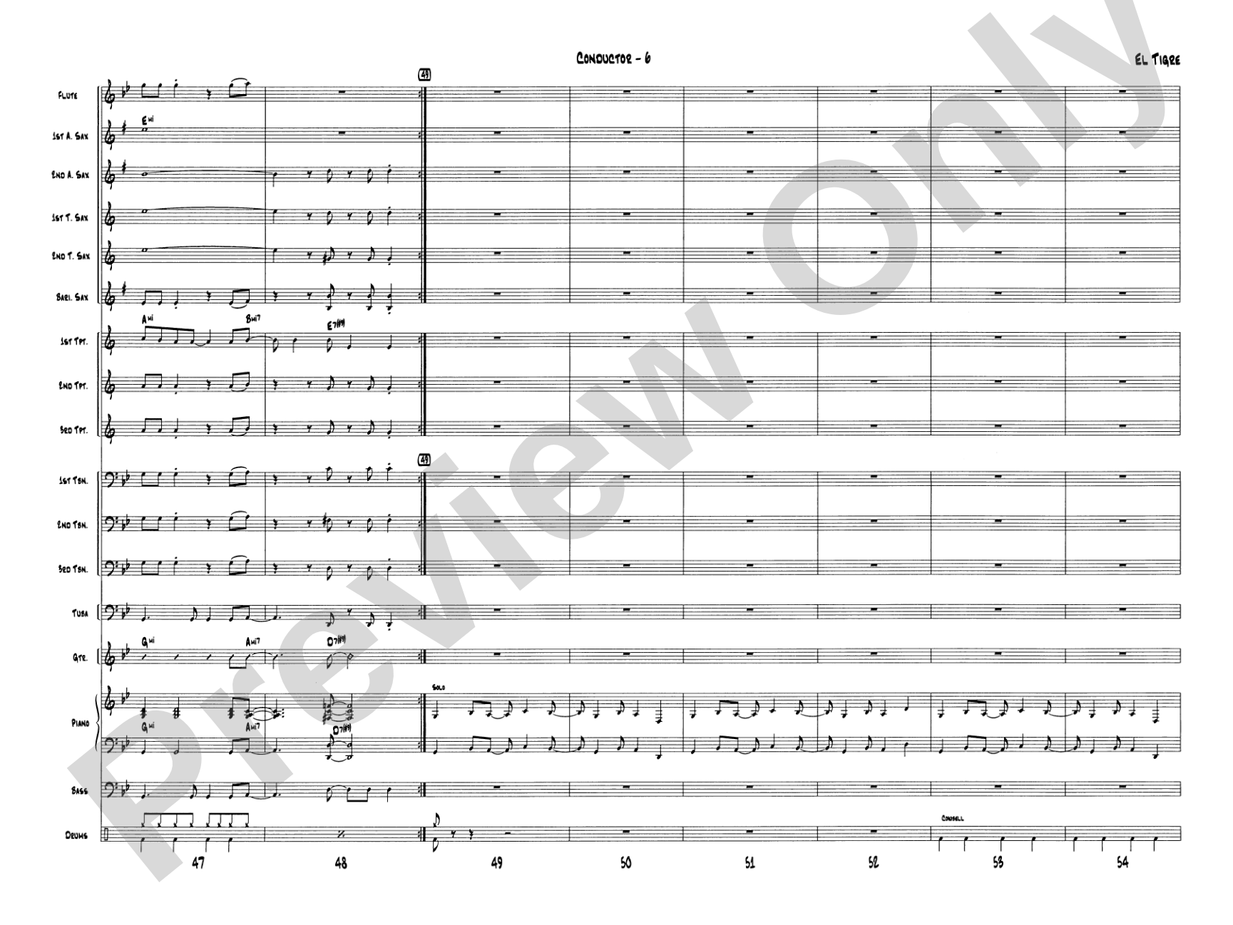 El Tigre: Jazz Ensemble Conductor Score & Parts
