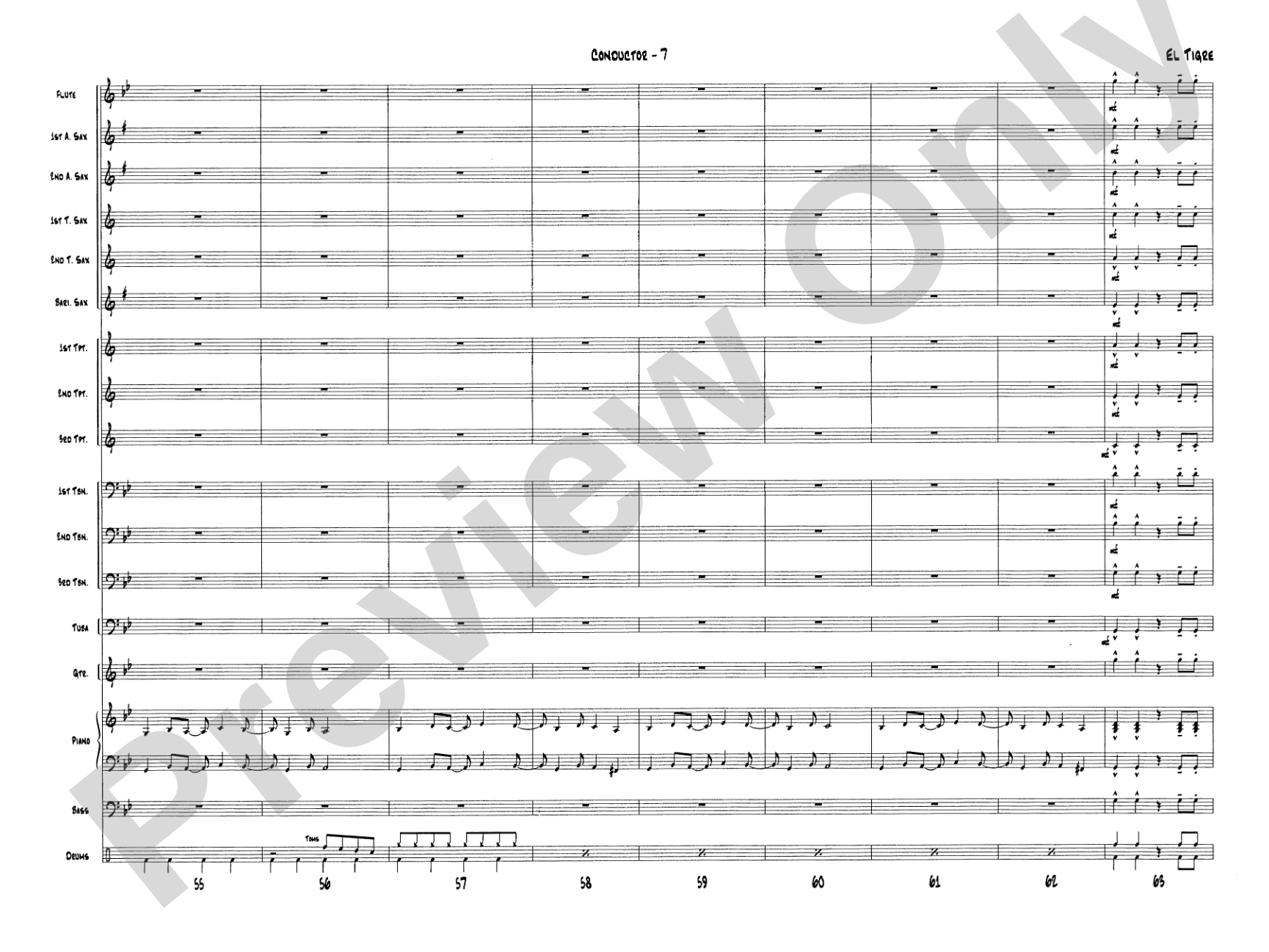 El Tigre: Jazz Ensemble Conductor Score & Parts