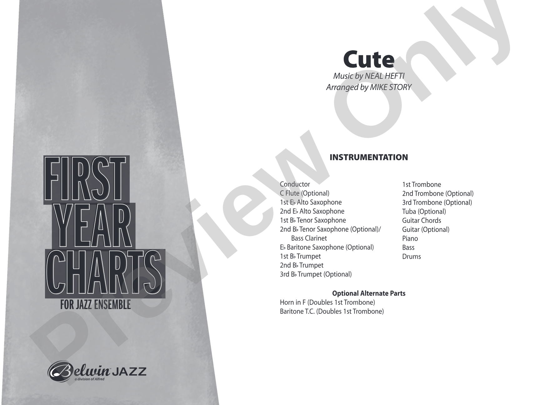 Cute: Jazz Ensemble Conductor Score & Parts