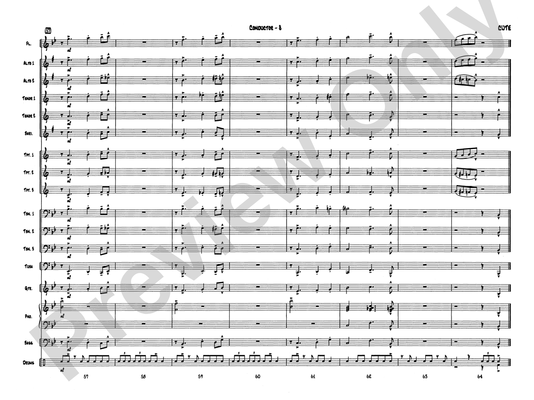 Cute: Jazz Ensemble Conductor Score & Parts