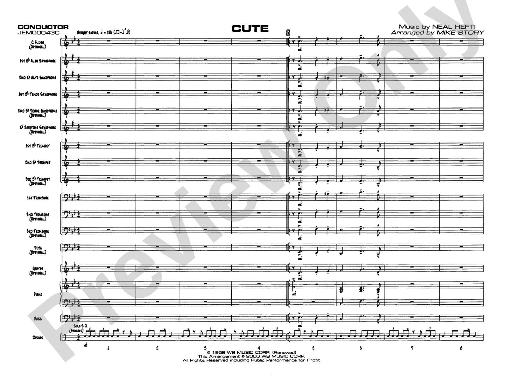 Cute: Jazz Ensemble Conductor Score & Parts