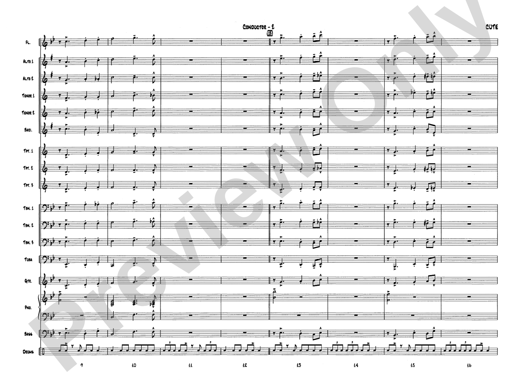 Cute: Jazz Ensemble Conductor Score & Parts
