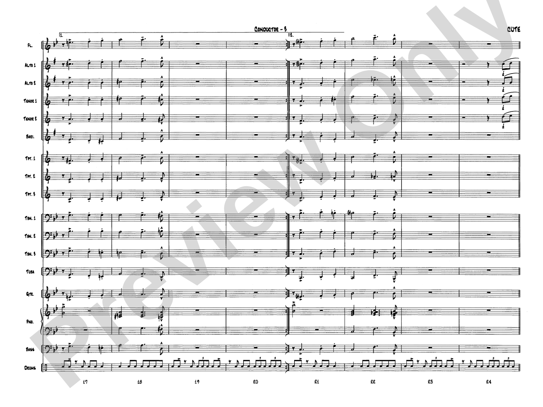 Cute: Jazz Ensemble Conductor Score & Parts