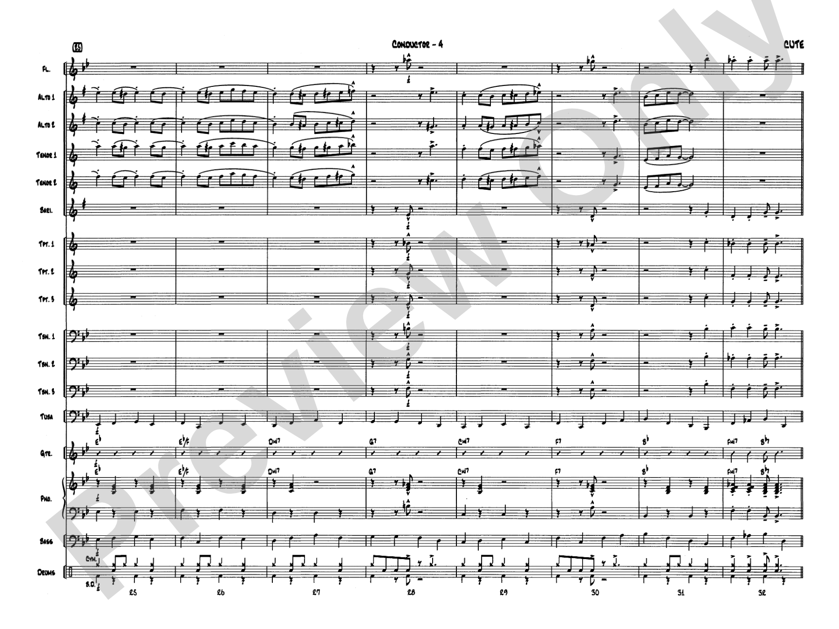 Cute: Jazz Ensemble Conductor Score & Parts