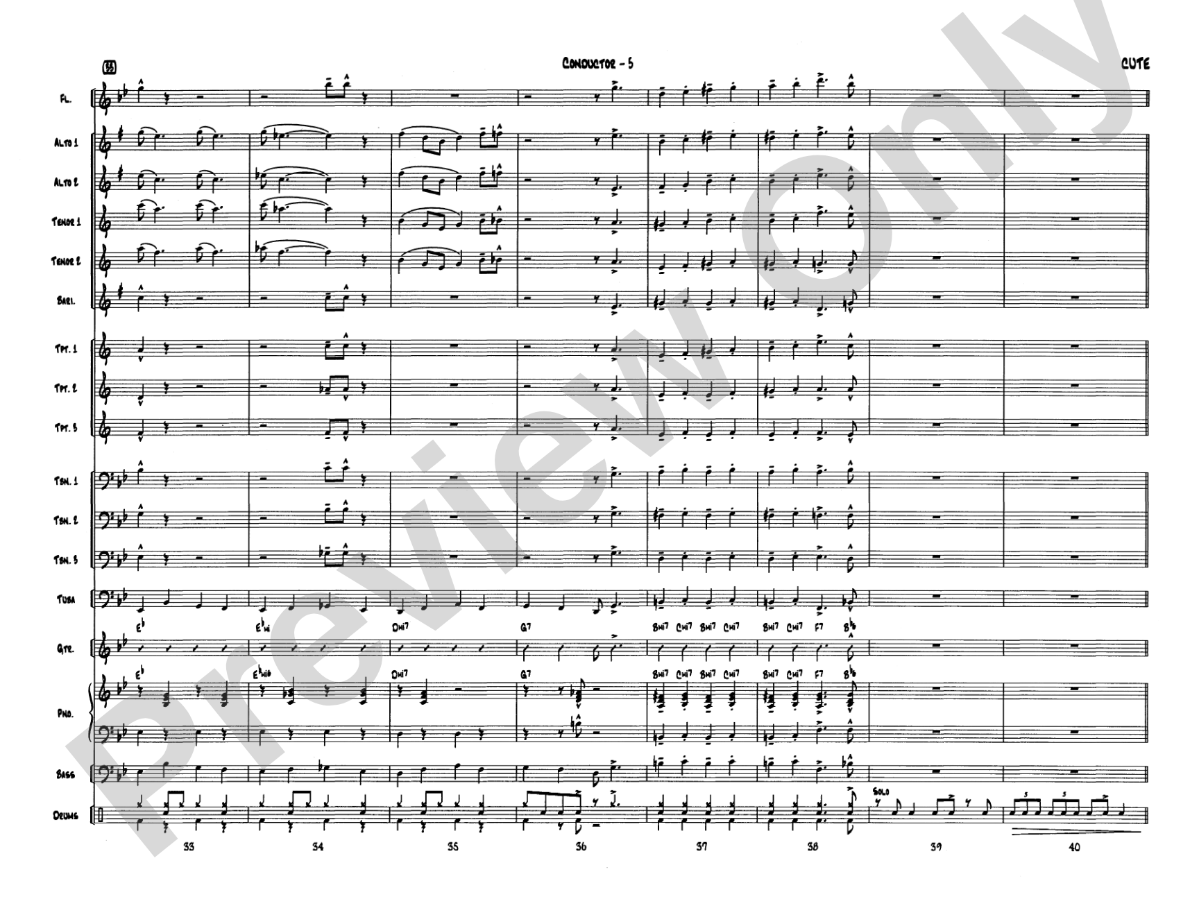 Cute: Jazz Ensemble Conductor Score & Parts