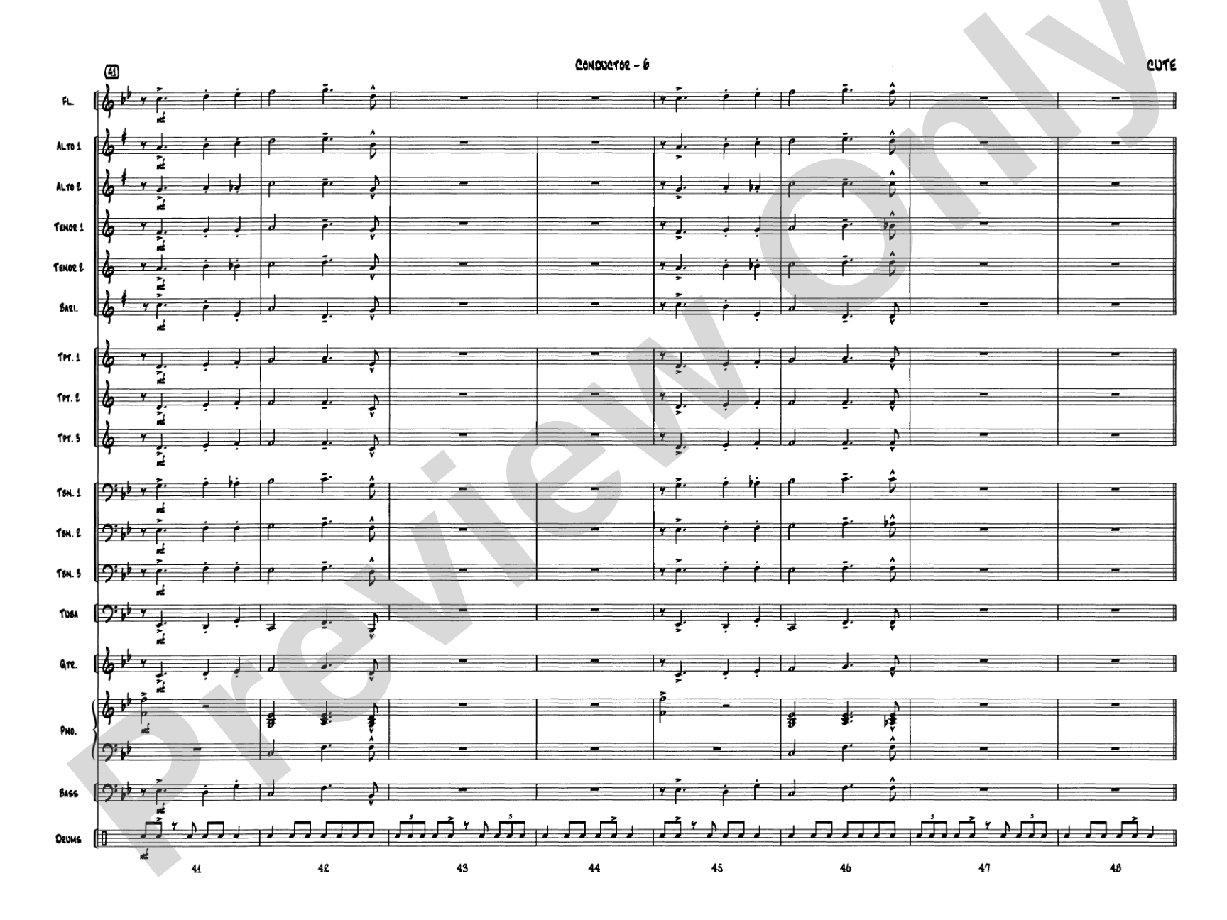 Cute: Jazz Ensemble Conductor Score & Parts