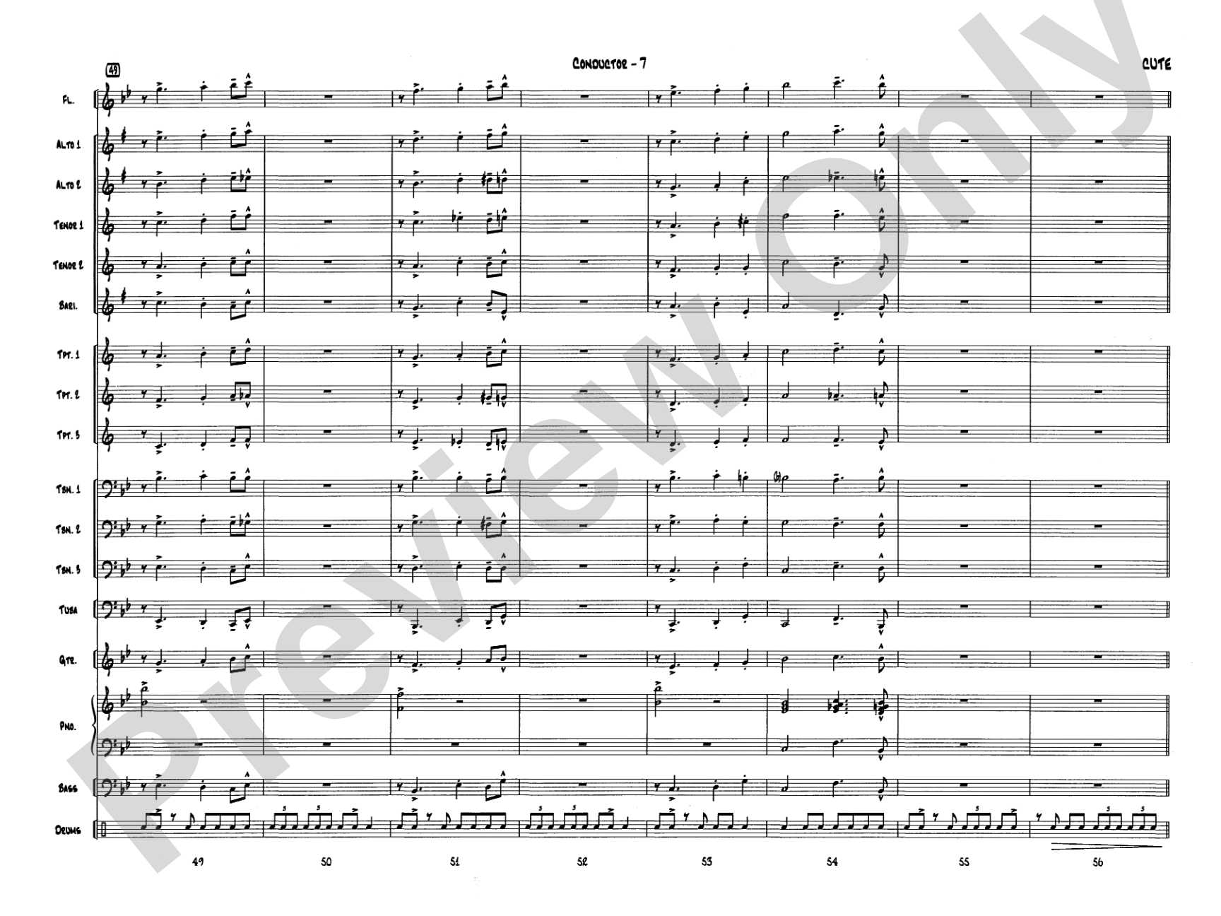 Cute: Jazz Ensemble Conductor Score & Parts