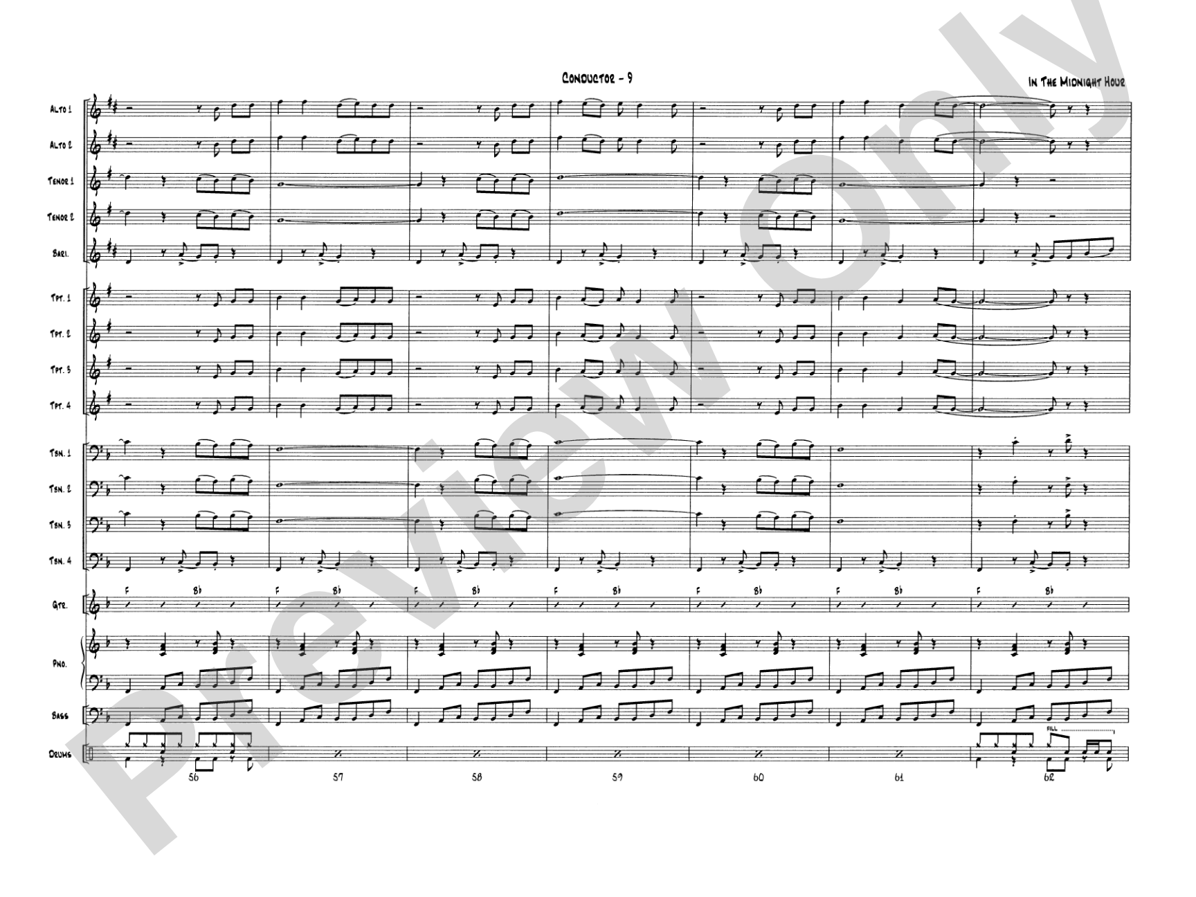 In the Midnight Hour: Jazz Ensemble Conductor Score & Parts
