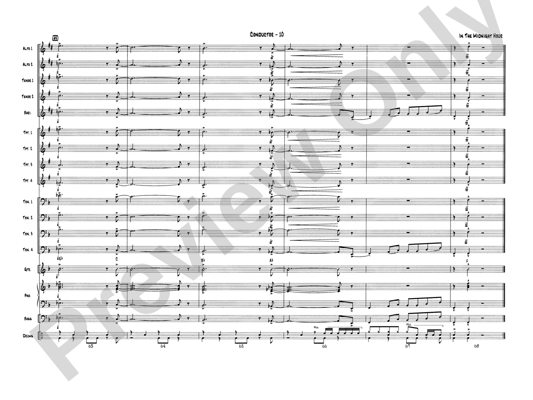 In the Midnight Hour: Jazz Ensemble Conductor Score & Parts
