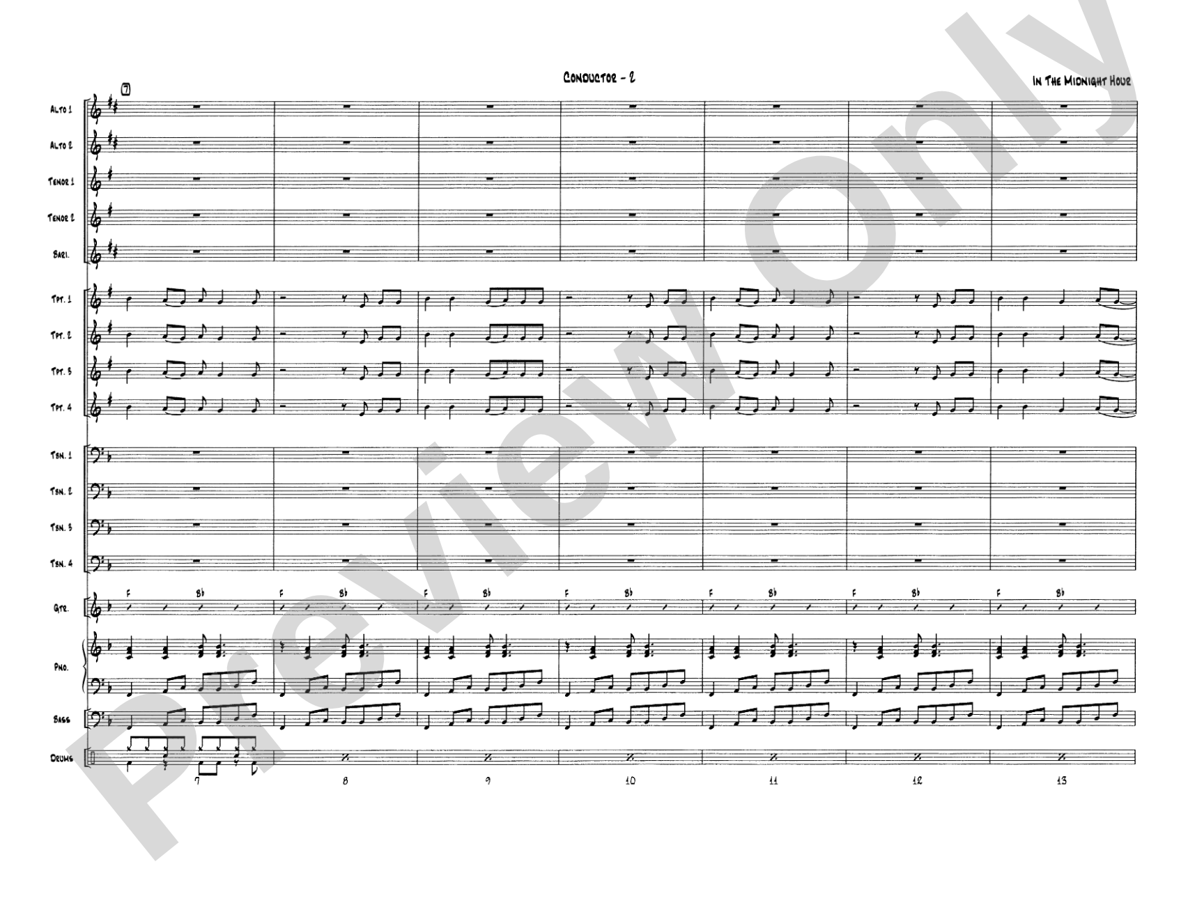 In the Midnight Hour: Jazz Ensemble Conductor Score & Parts
