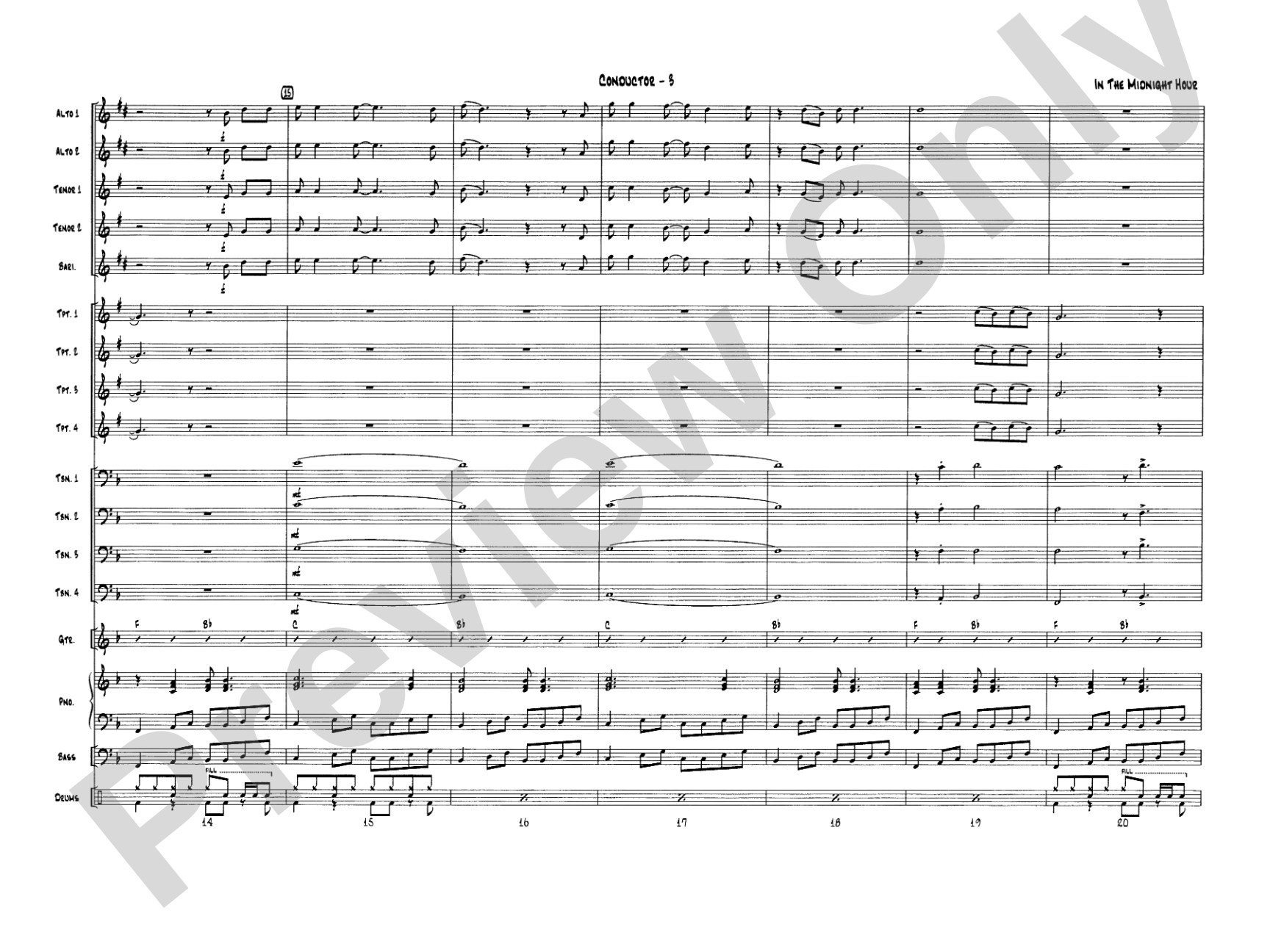 In the Midnight Hour: Jazz Ensemble Conductor Score & Parts