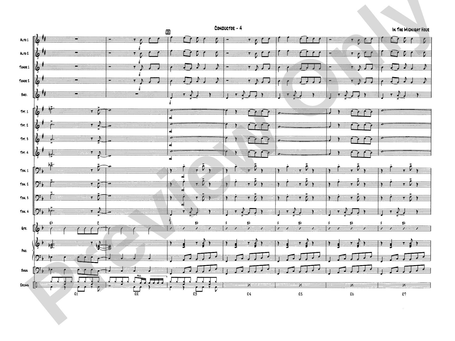 In the Midnight Hour: Jazz Ensemble Conductor Score & Parts