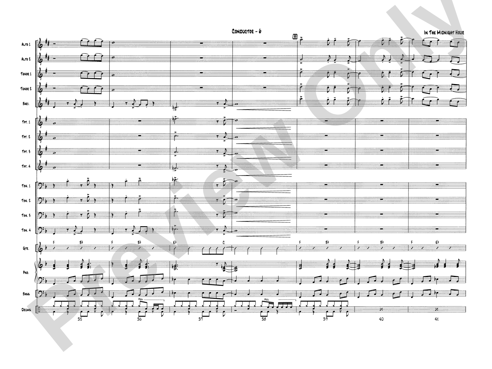 In the Midnight Hour: Jazz Ensemble Conductor Score & Parts