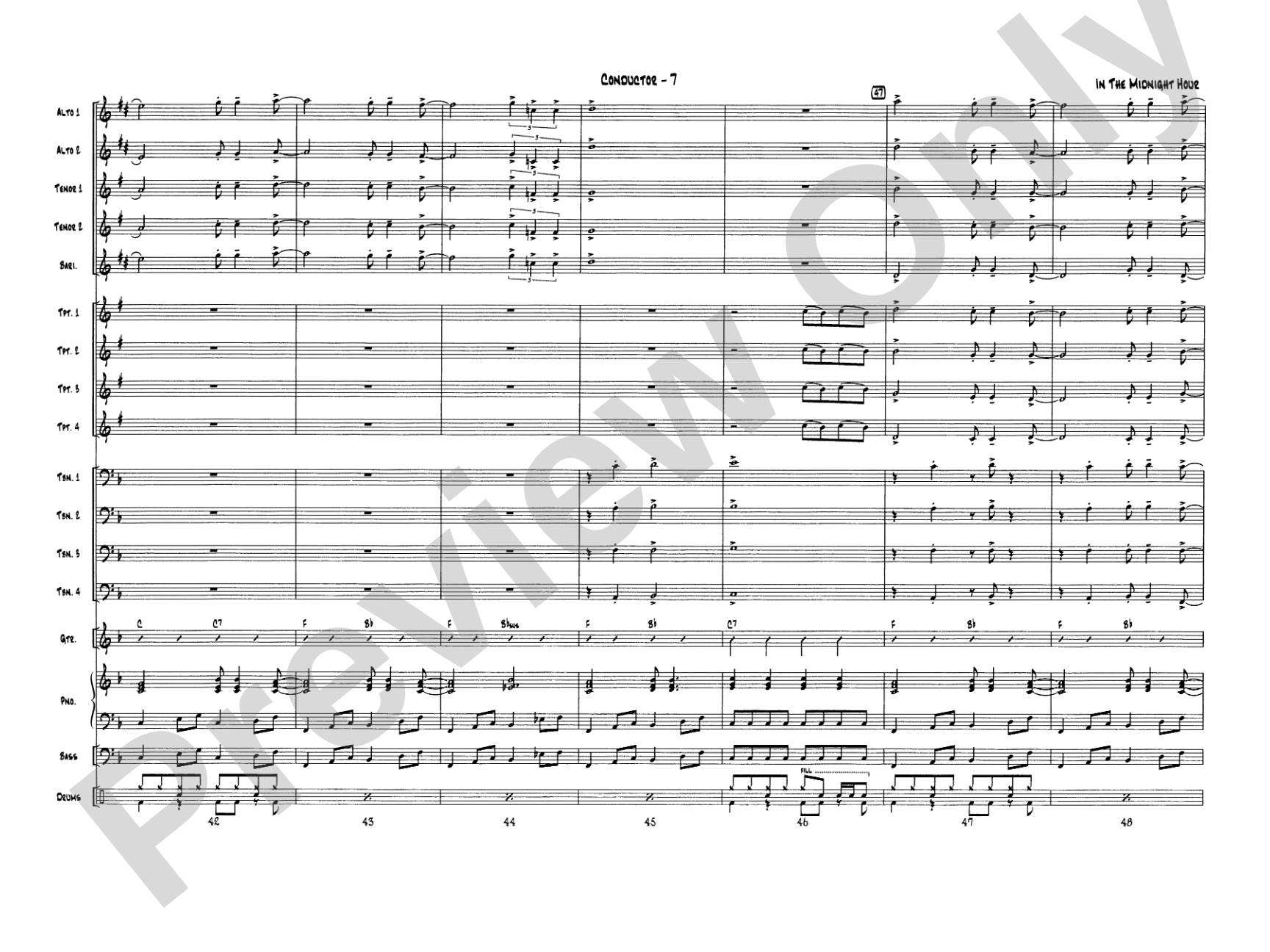 In the Midnight Hour: Jazz Ensemble Conductor Score & Parts
