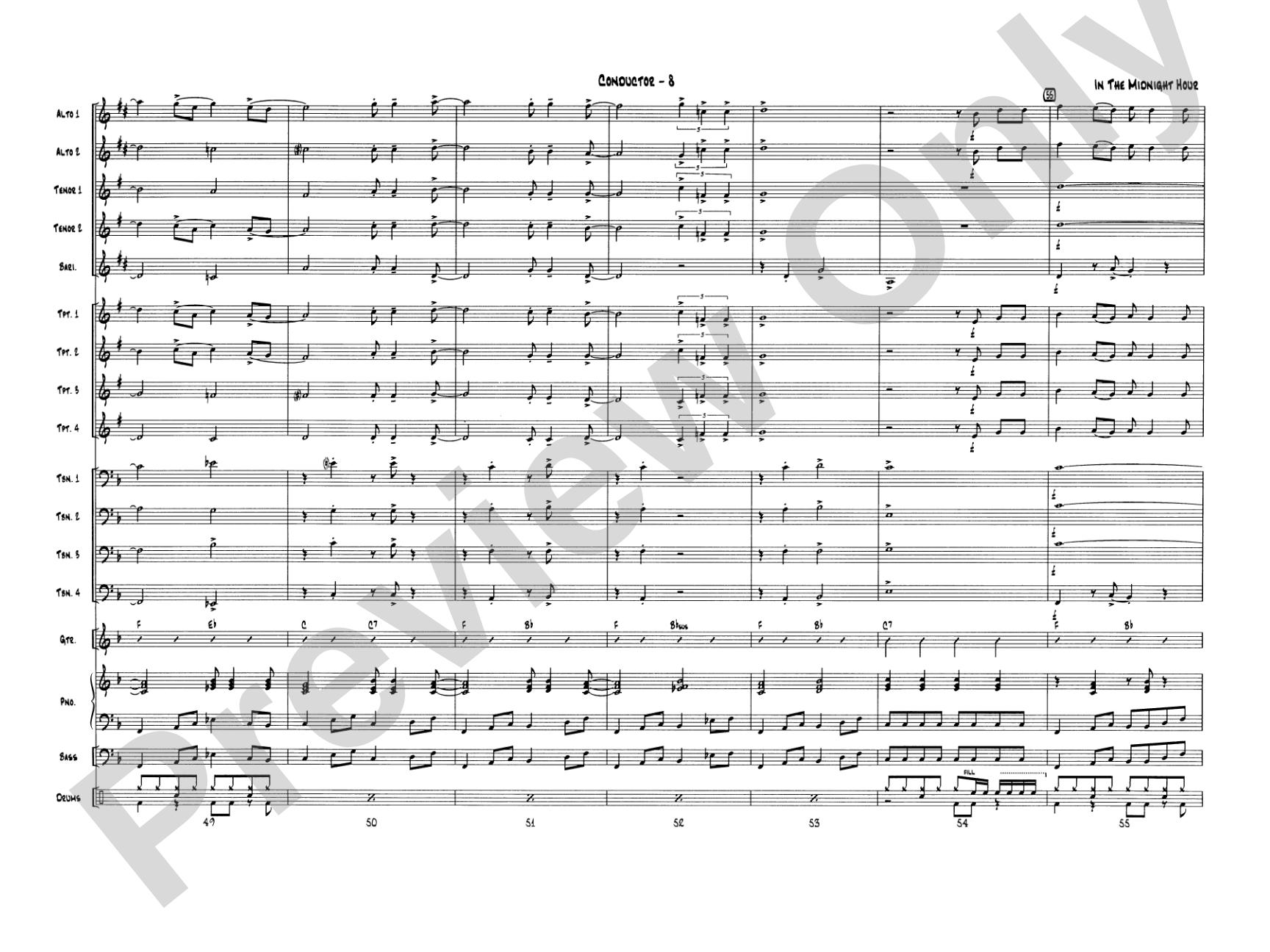 In the Midnight Hour: Jazz Ensemble Conductor Score & Parts