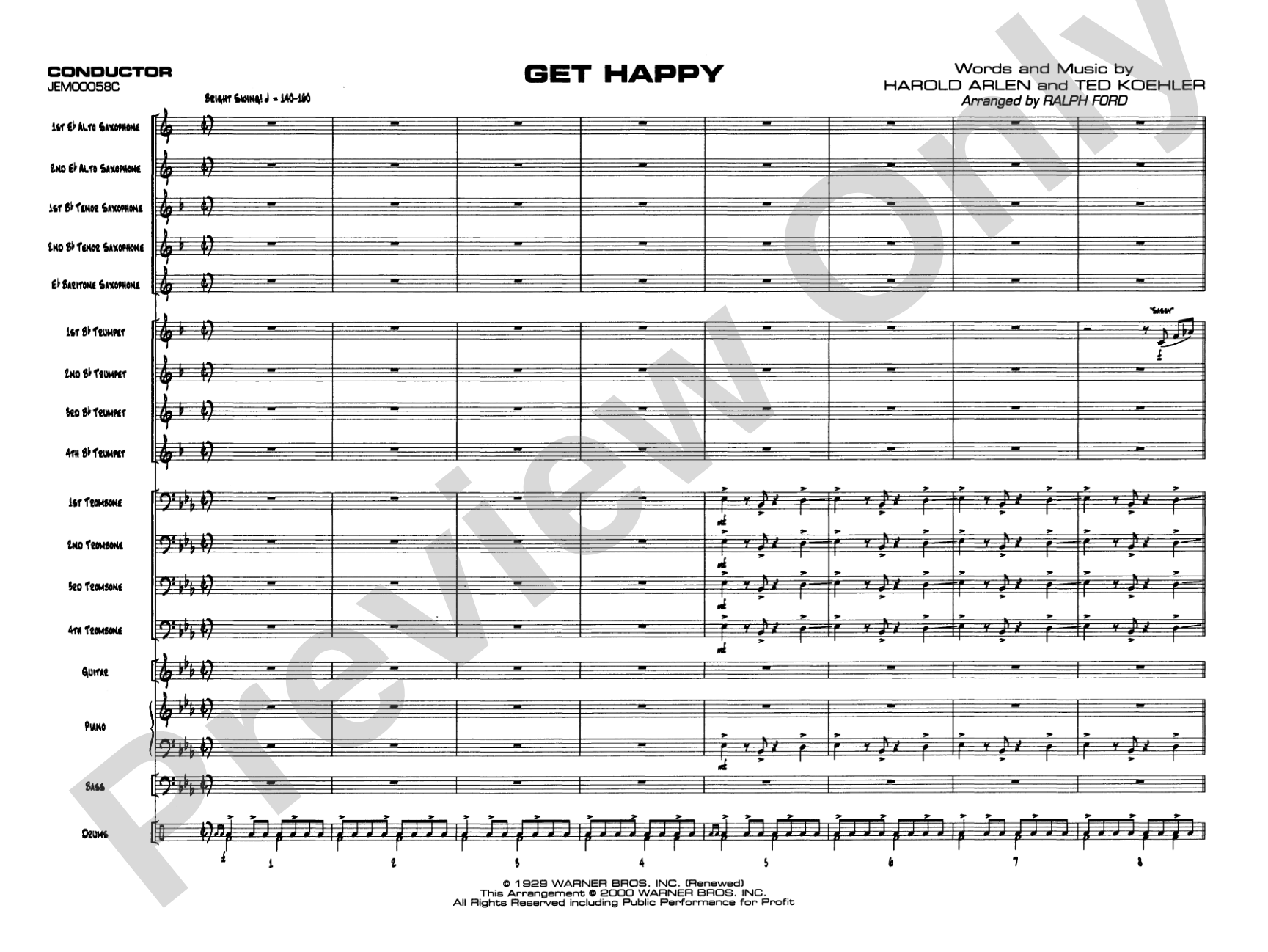 Get Happy: Jazz Ensemble Conductor Score & Parts