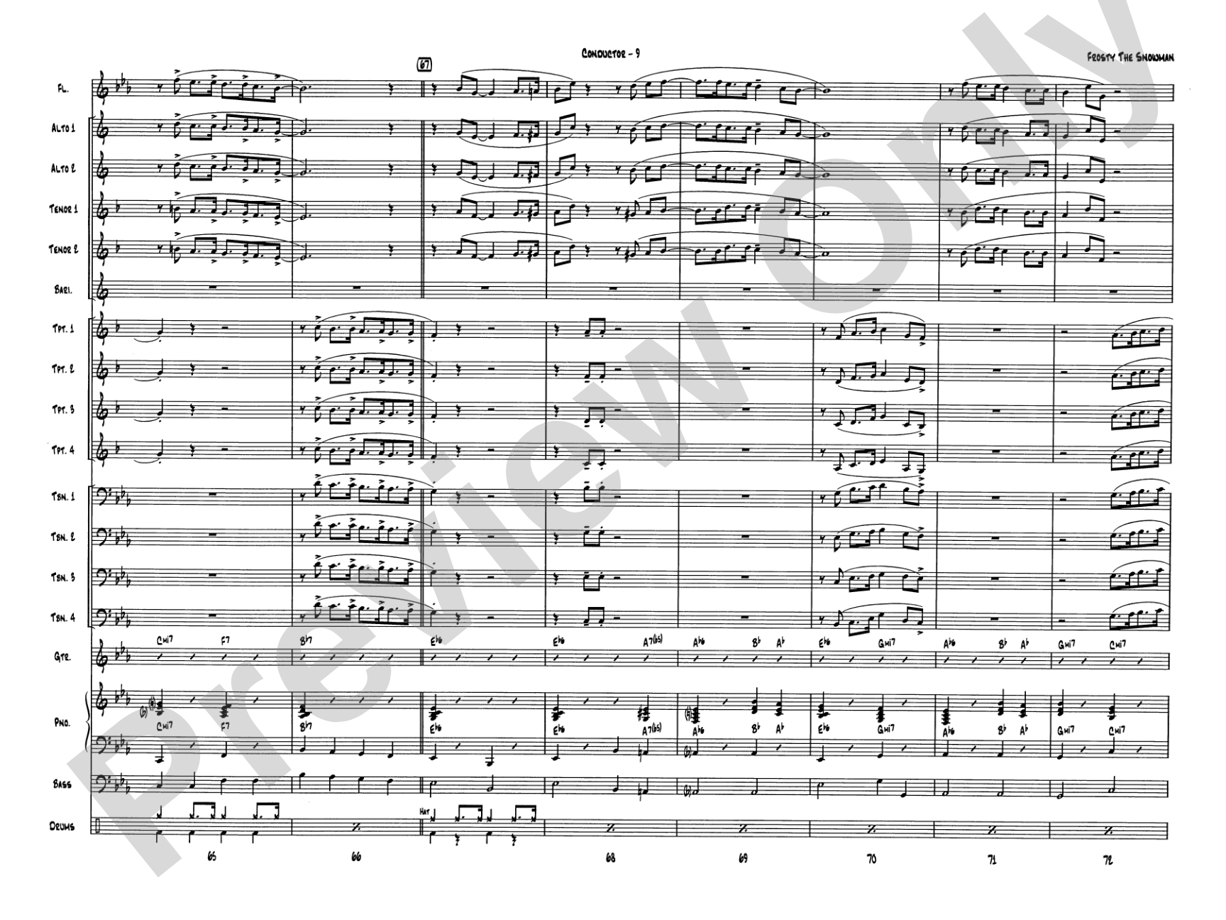 Frosty the Snowman: Jazz Ensemble Conductor Score & Parts