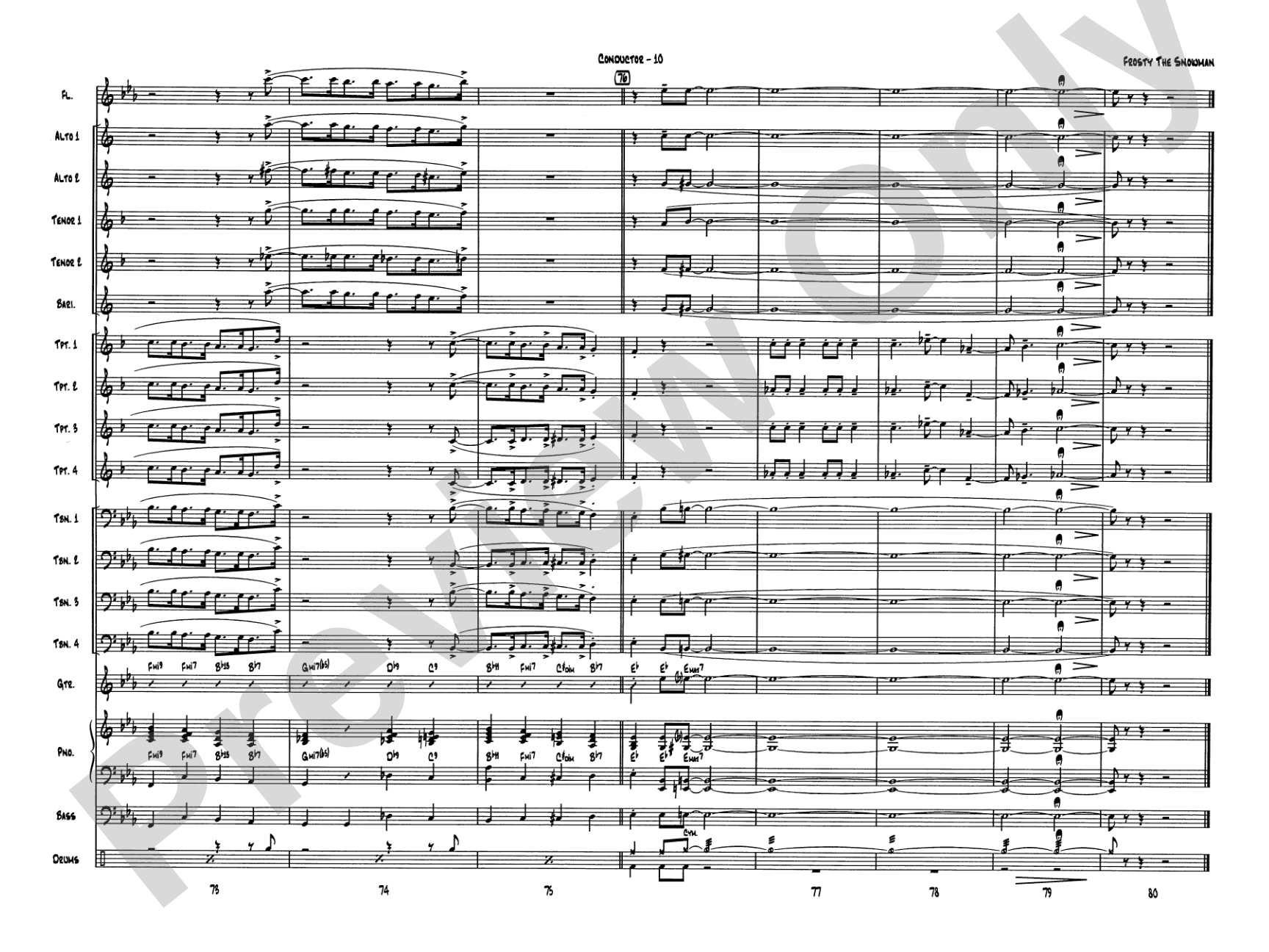 Frosty the Snowman: Jazz Ensemble Conductor Score & Parts