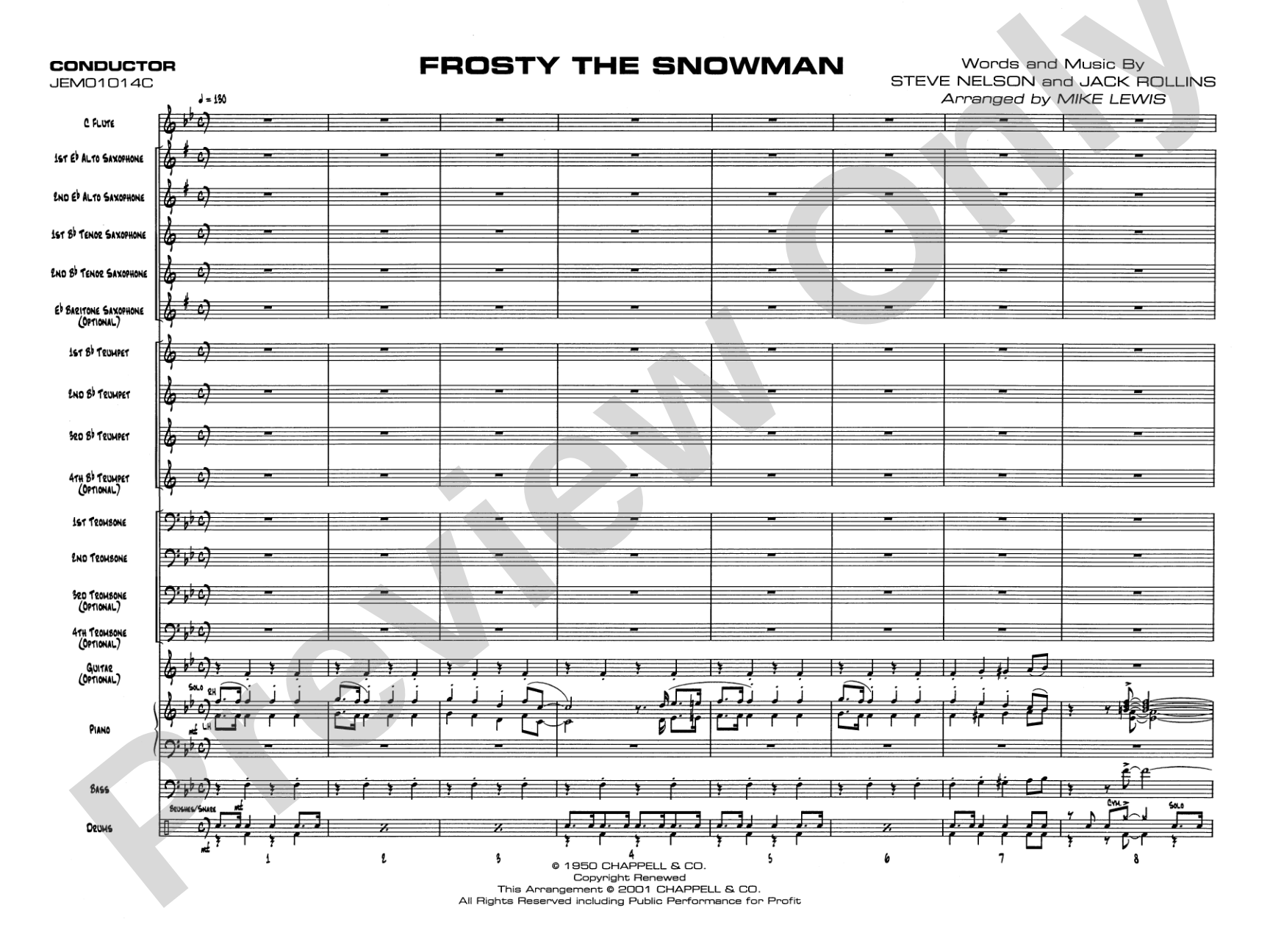 Frosty the Snowman: Jazz Ensemble Conductor Score & Parts
