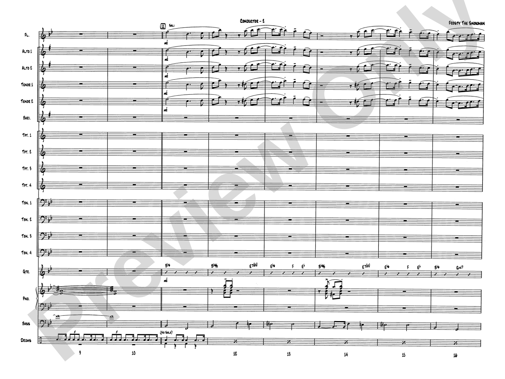 Frosty the Snowman: Jazz Ensemble Conductor Score & Parts