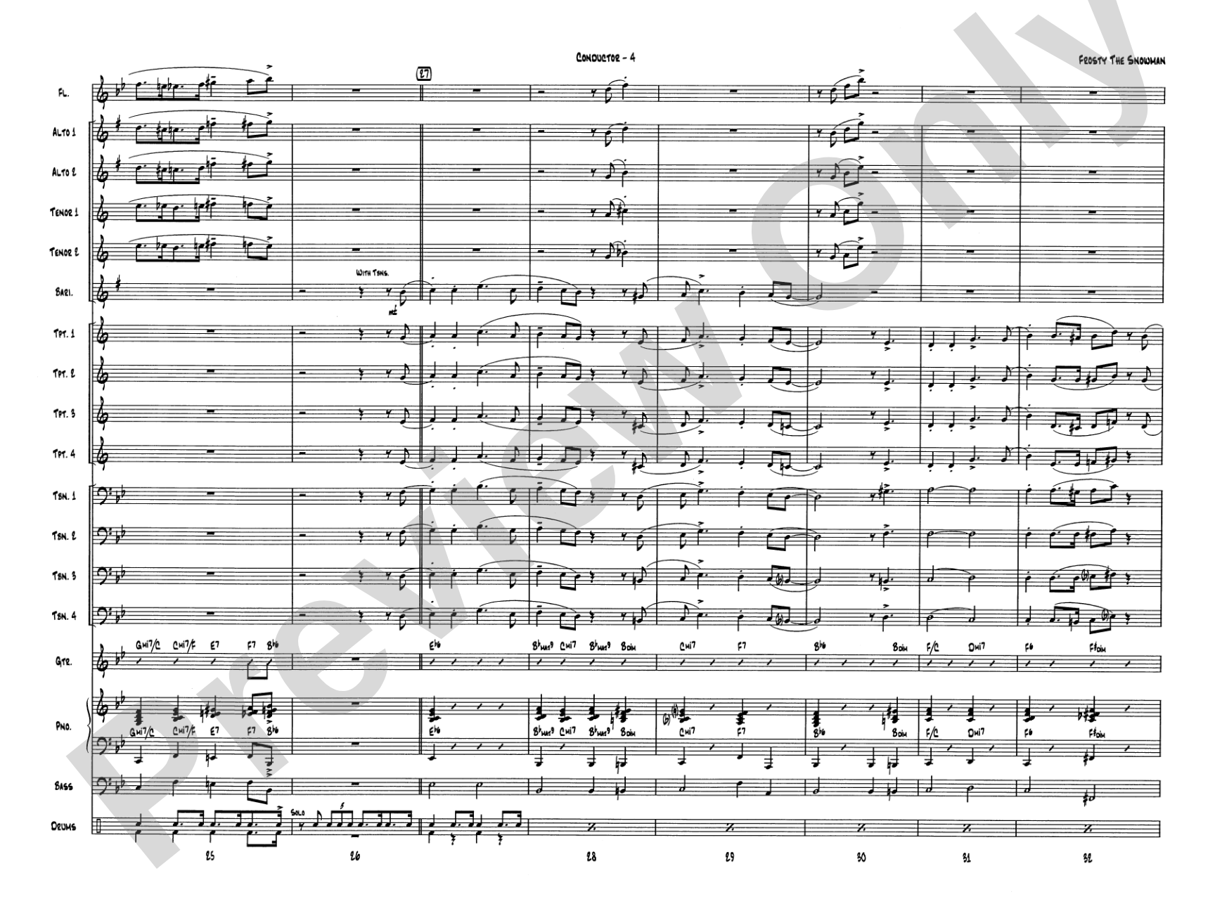 Frosty the Snowman: Jazz Ensemble Conductor Score & Parts