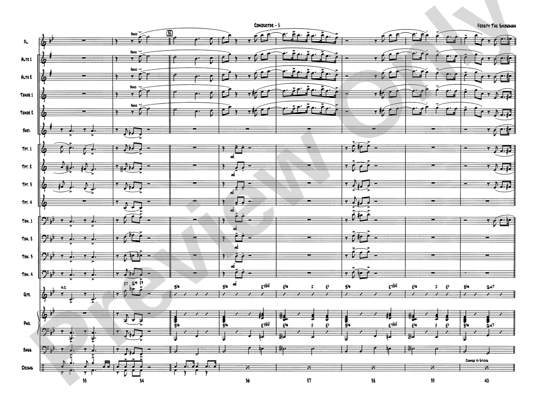Frosty the Snowman: Jazz Ensemble Conductor Score & Parts