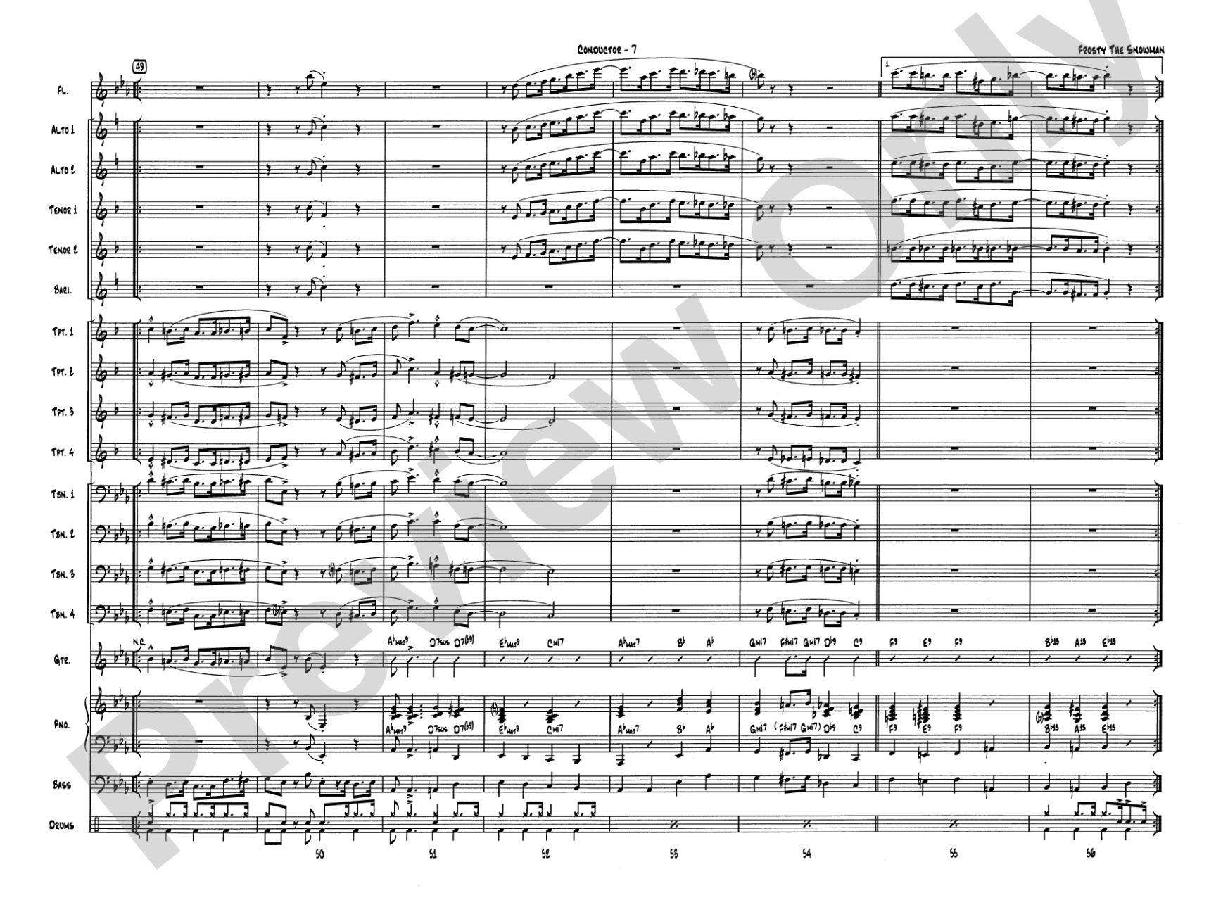 Frosty the Snowman: Jazz Ensemble Conductor Score & Parts
