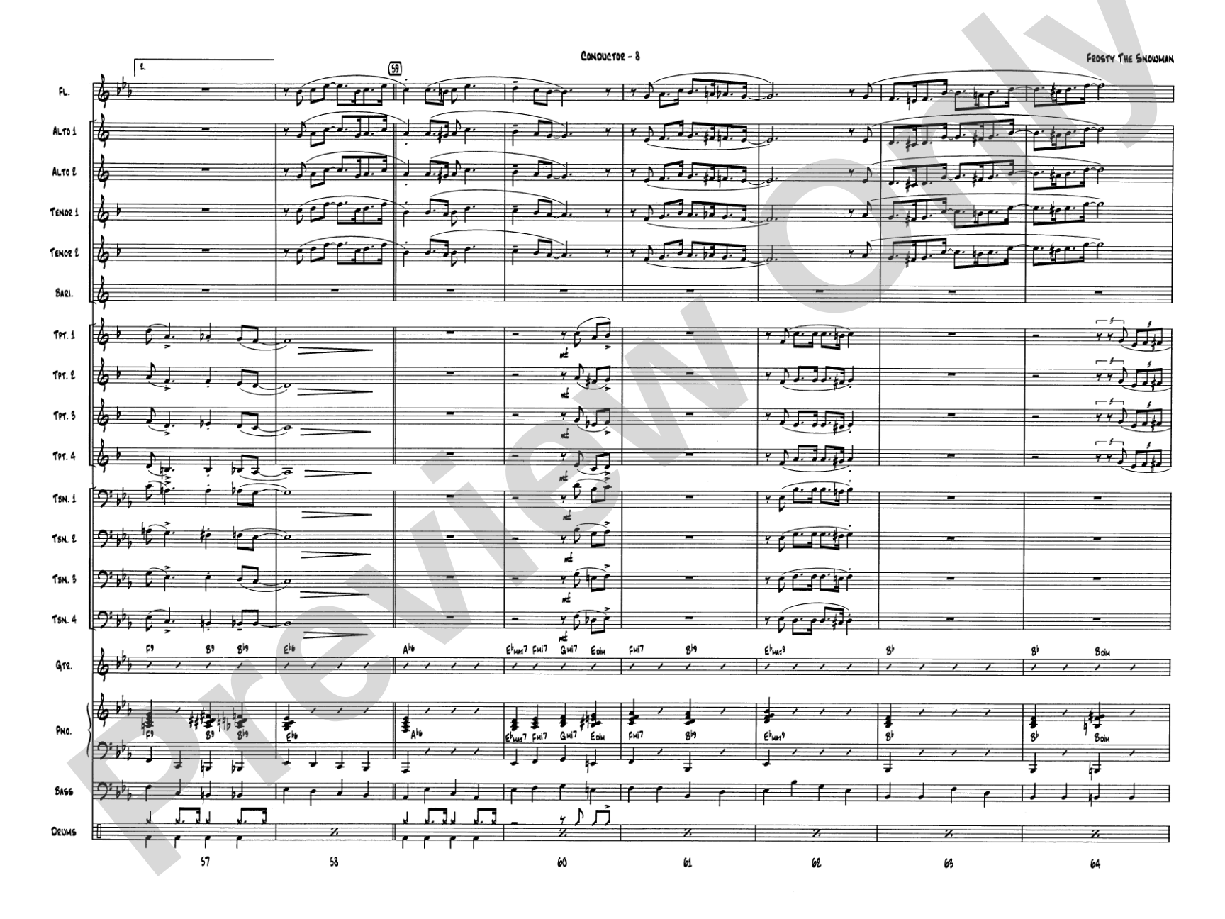 Frosty the Snowman: Jazz Ensemble Conductor Score & Parts