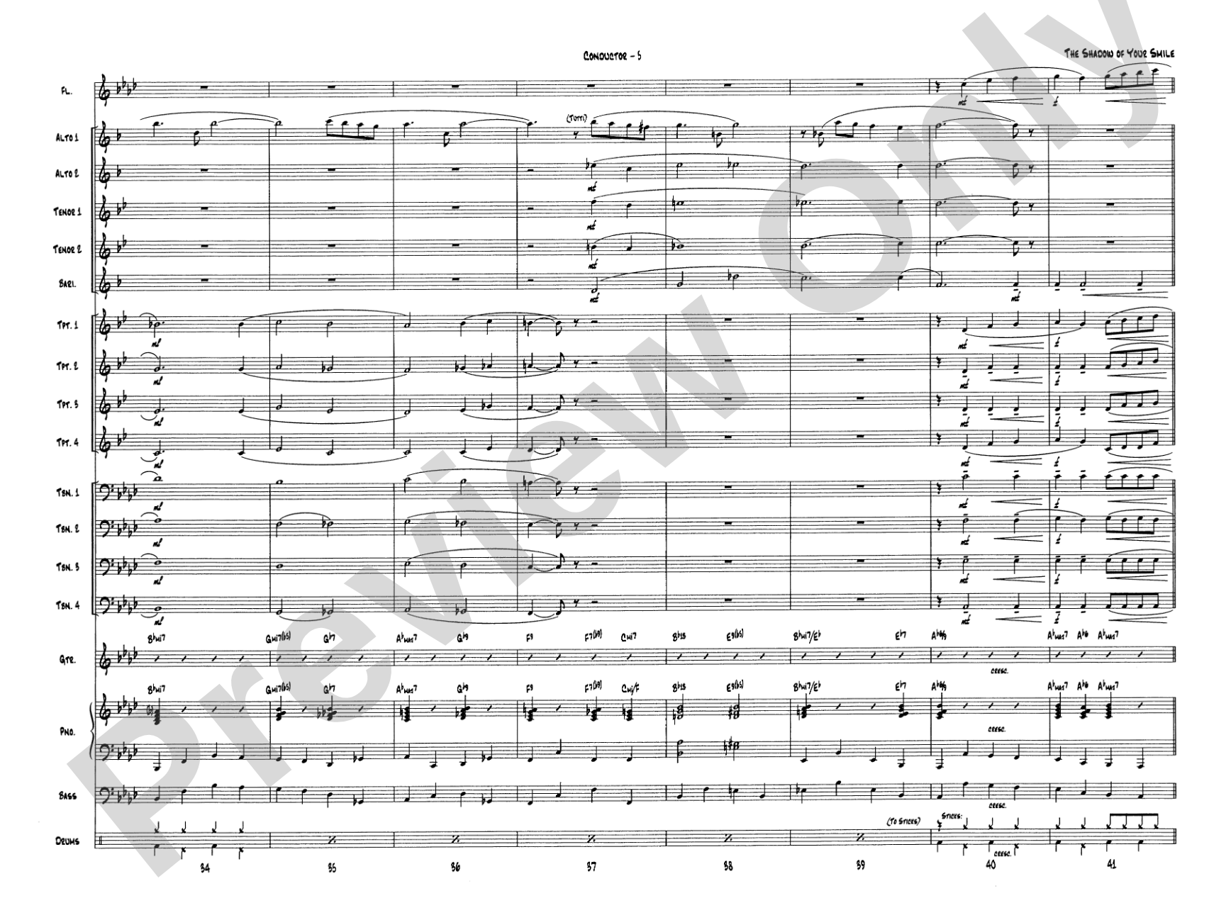 The Shadow of Your Smile (from The Sandpiper): Jazz Ensemble Conductor Score & Parts